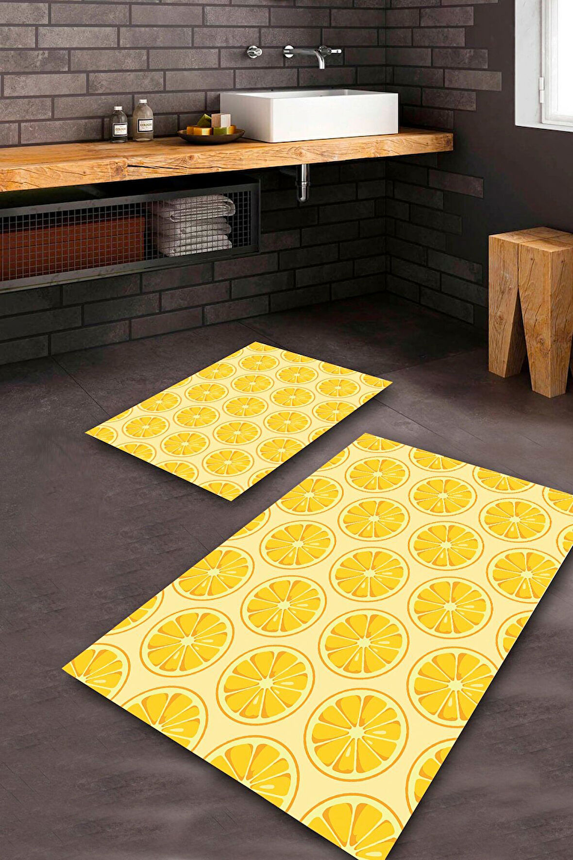 Sarı Pvc Deri Kaymaz Taban Portakal Banyo Klozet Takımı Saçaksız BPS-4277