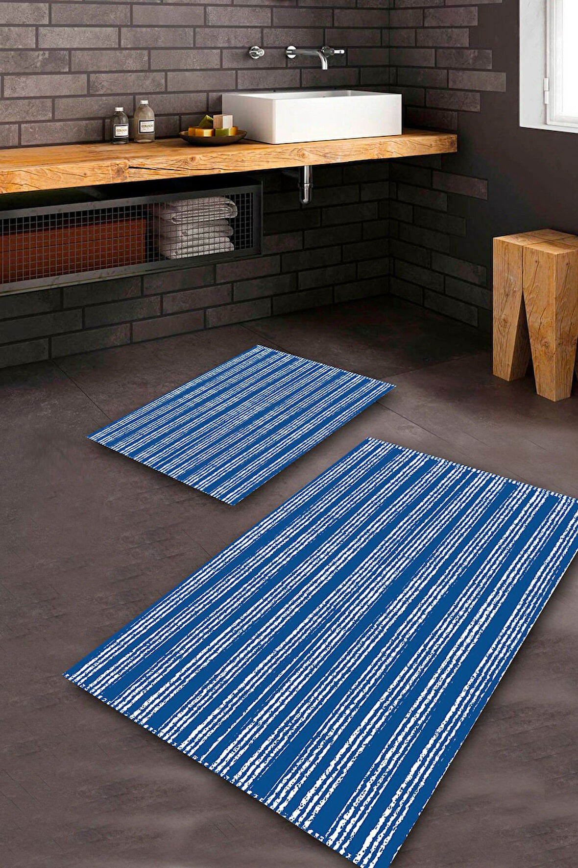 Mavi Pvc Deri Kaymaz Taban Modern Banyo Klozet Takımı Saçaksız BPS-5163