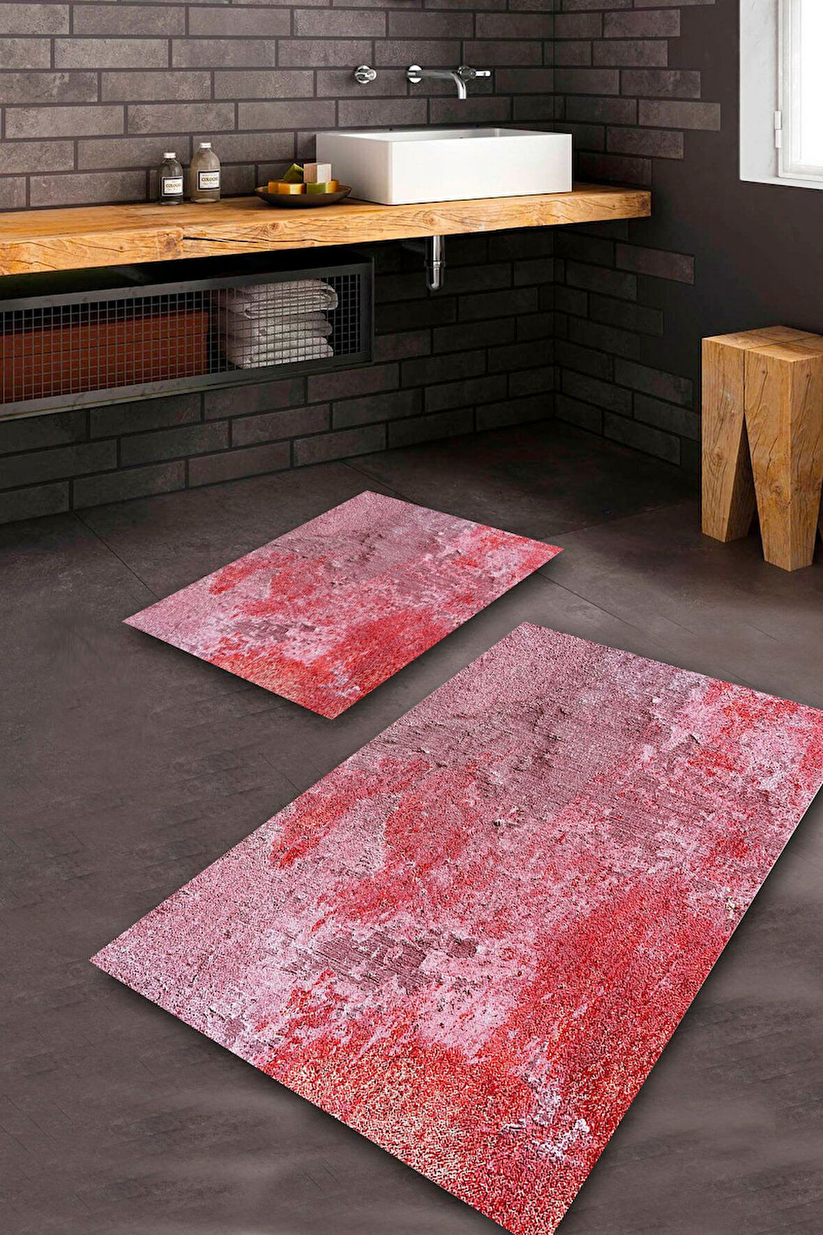 Kırmızı Pvc Deri Kaymaz Taban Modern Banyo Klozet Takımı Saçaksız BPS-5256