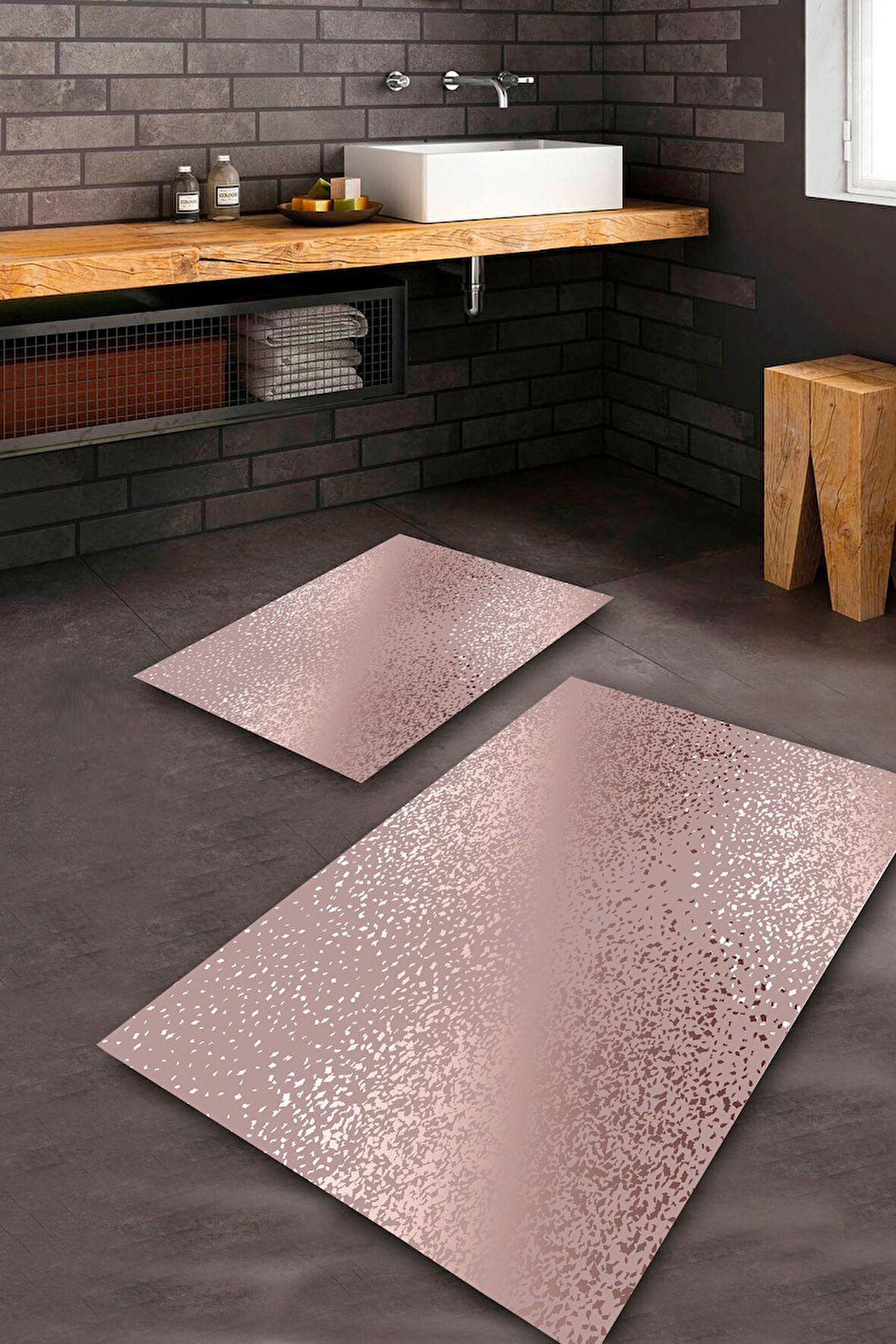 Pembe Pvc Deri Kaymaz Taban Modern Banyo Klozet Takımı Saçaksız BPS-5449