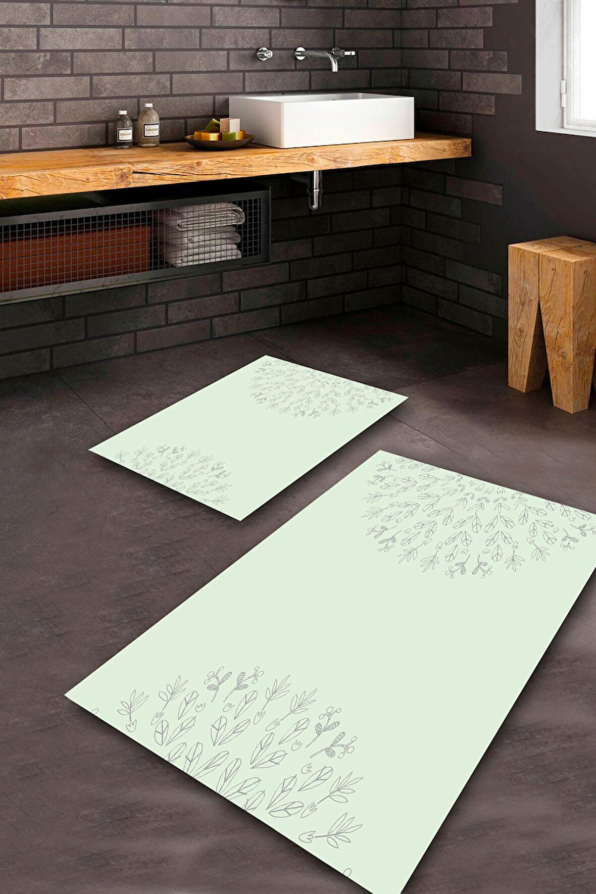 AçıkYeşil Pvc Deri Kaymaz Taban Modern Banyo Klozet Takımı Saçaksız BPS-5689