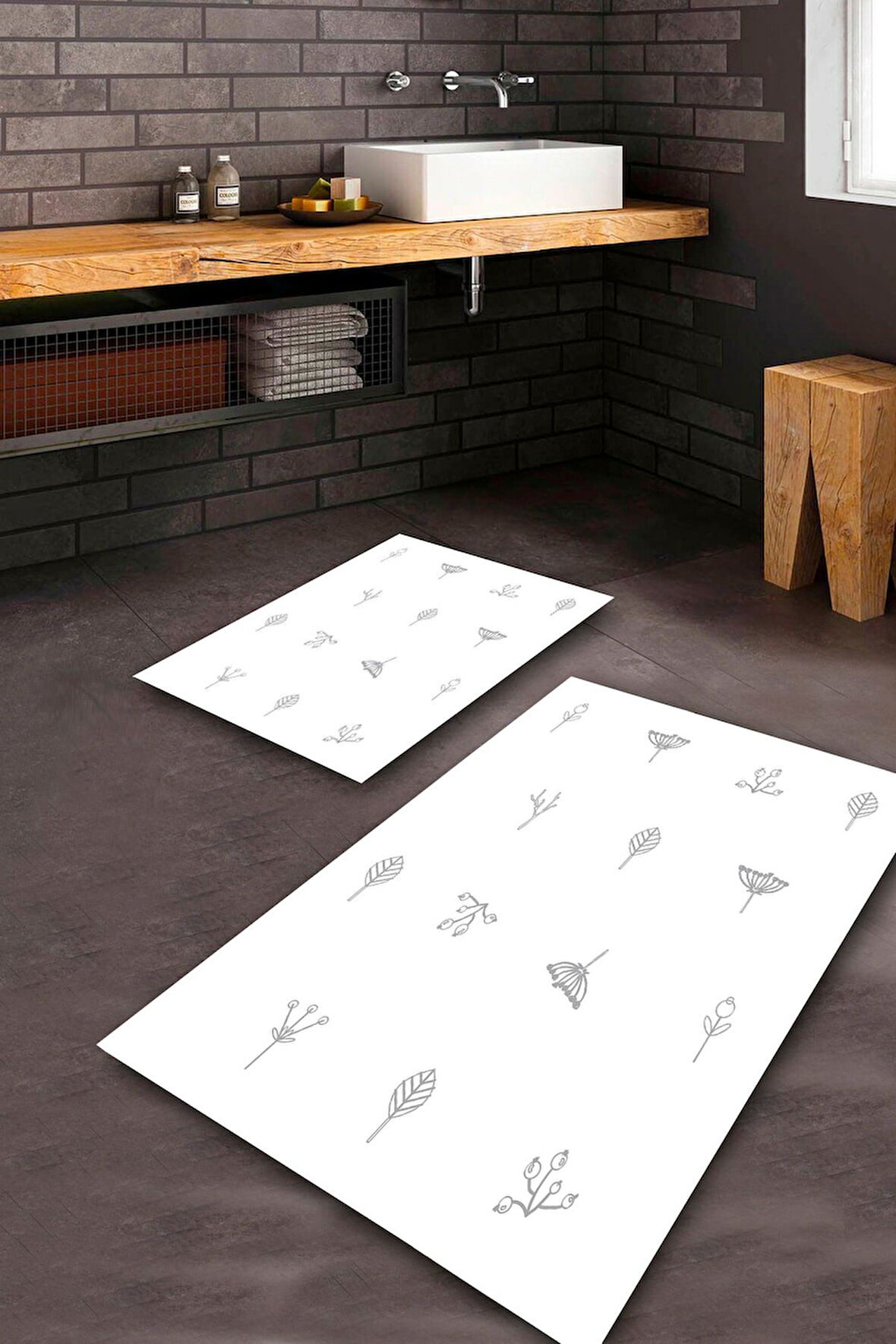 Beyaz Pvc Deri Kaymaz Taban Tasarım Banyo Klozet Takımı Saçaksız BPS-5691