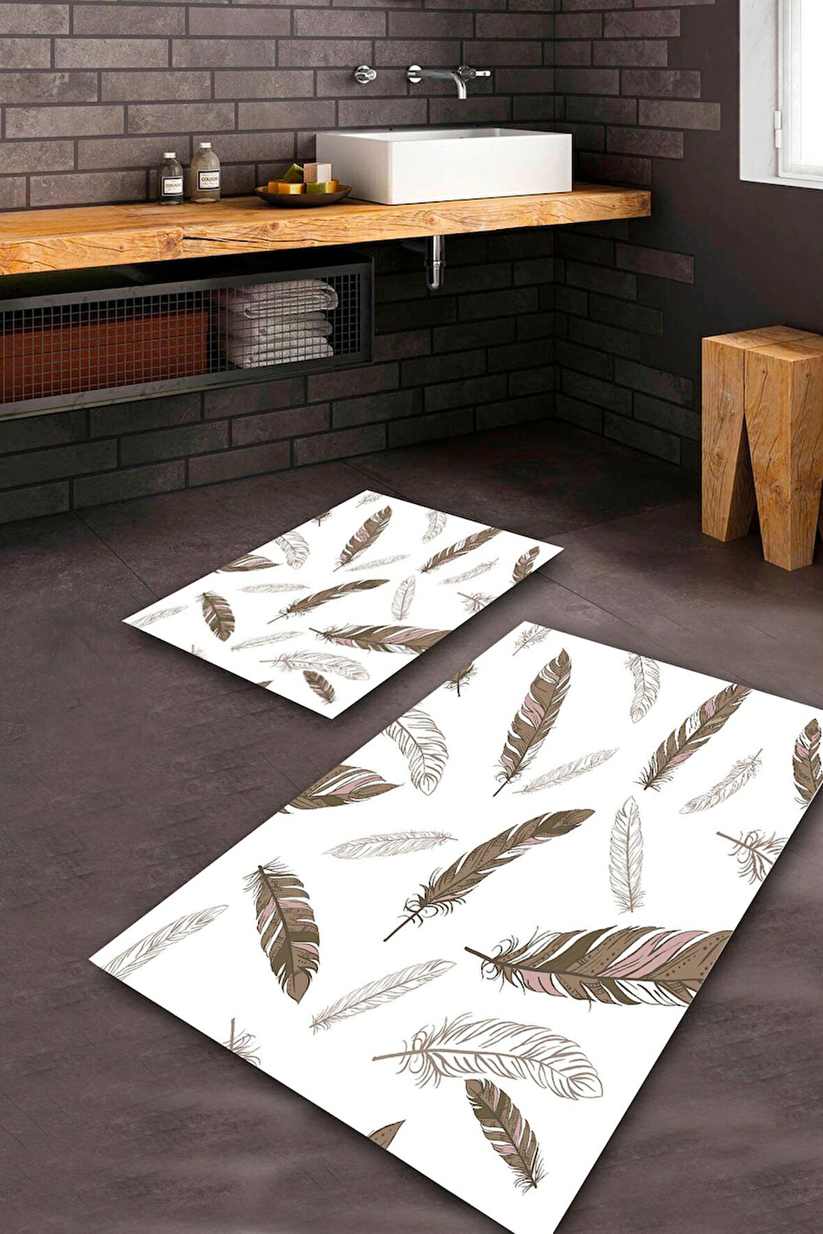 Beyaz Pvc Deri Kaymaz Taban Yaprak Banyo Klozet Takımı Saçaksız BPS-7639