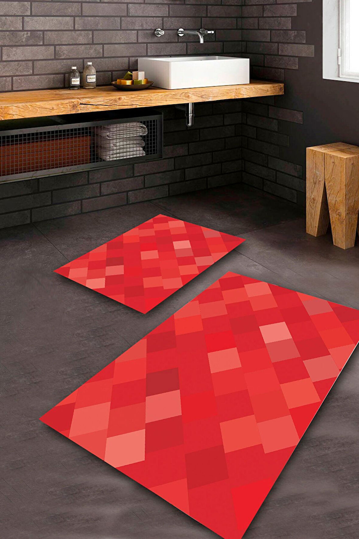 Kırmızı Pvc Deri Kaymaz Taban Modern Banyo Klozet Takımı Saçaksız BPS-8219