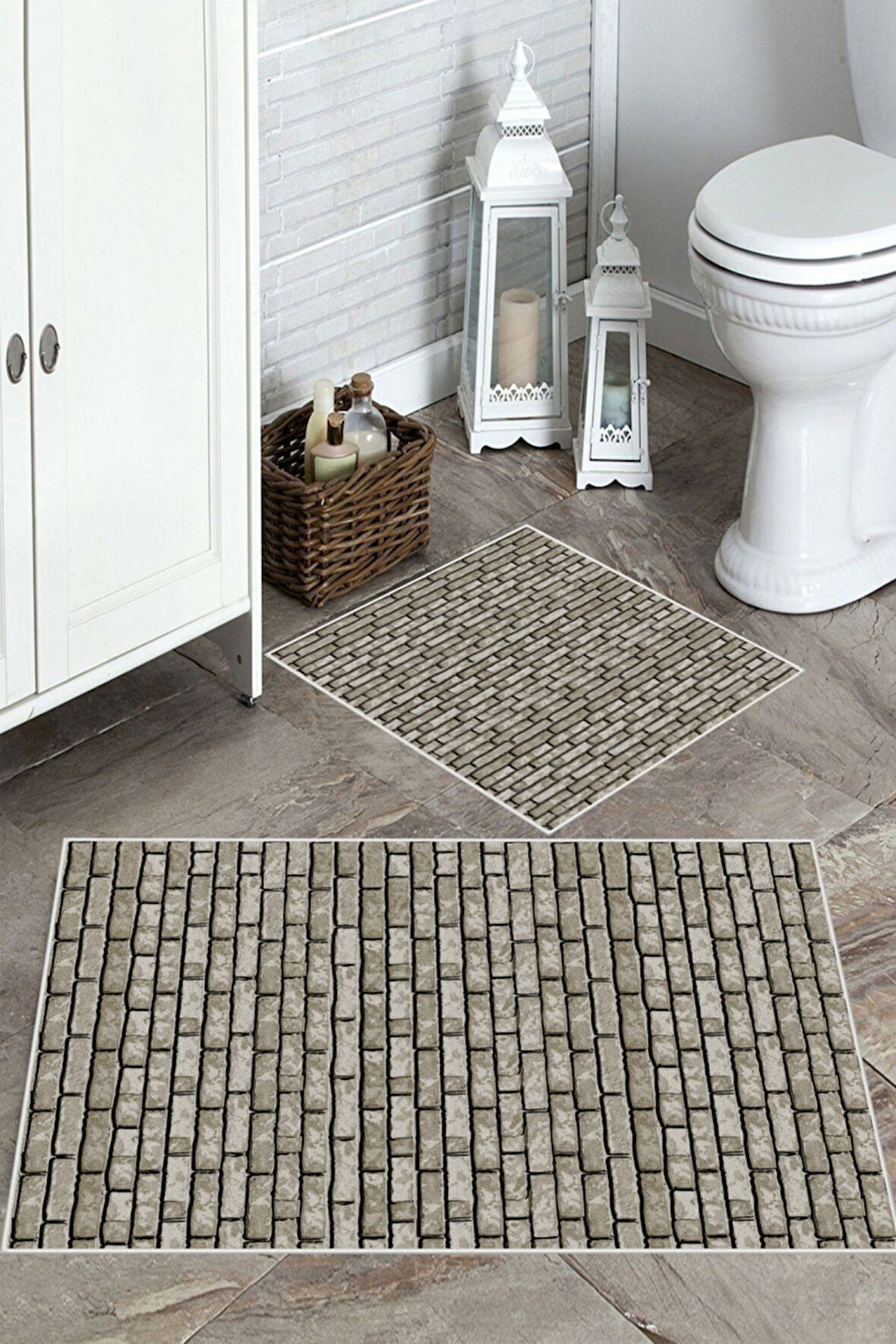 Vizon  Kaymaz Taban Tuğla Tema Banyo Paspas  C-2026