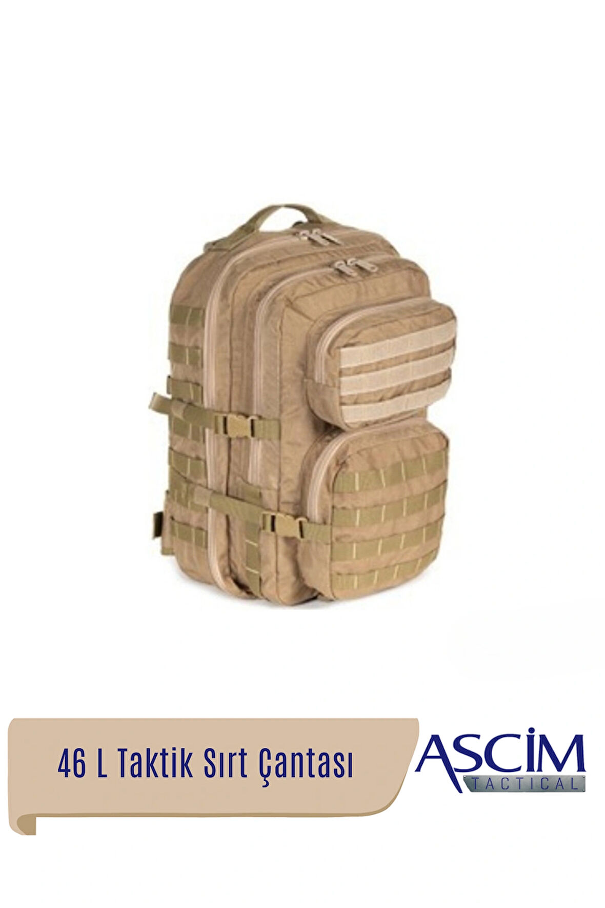Ascim 46 Litre Su Geçirmez Cordura Kumaş Taktik Askeri Kamp Yürüyüş Sırt Çantası