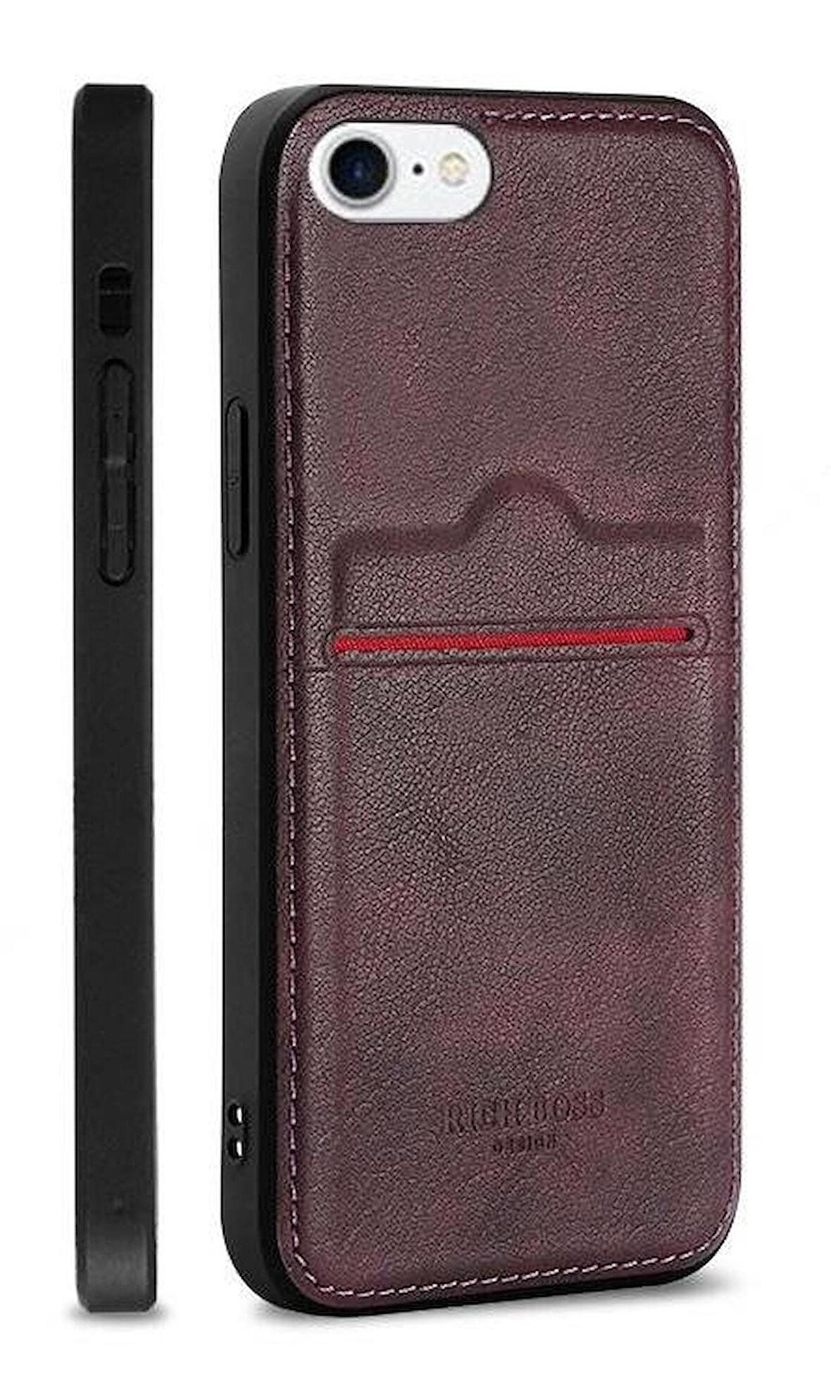 Apple iPhone 6S Kartlıklı Rich Boss Lüx Deri Kılıf Koyu Kırmızı