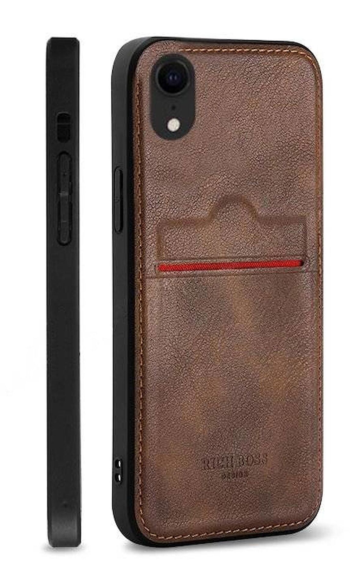 Xiaomi Redmi Note 8 Kartlıklı Rich Boss Lüx Deri Kılıf Koyu Kahverengi