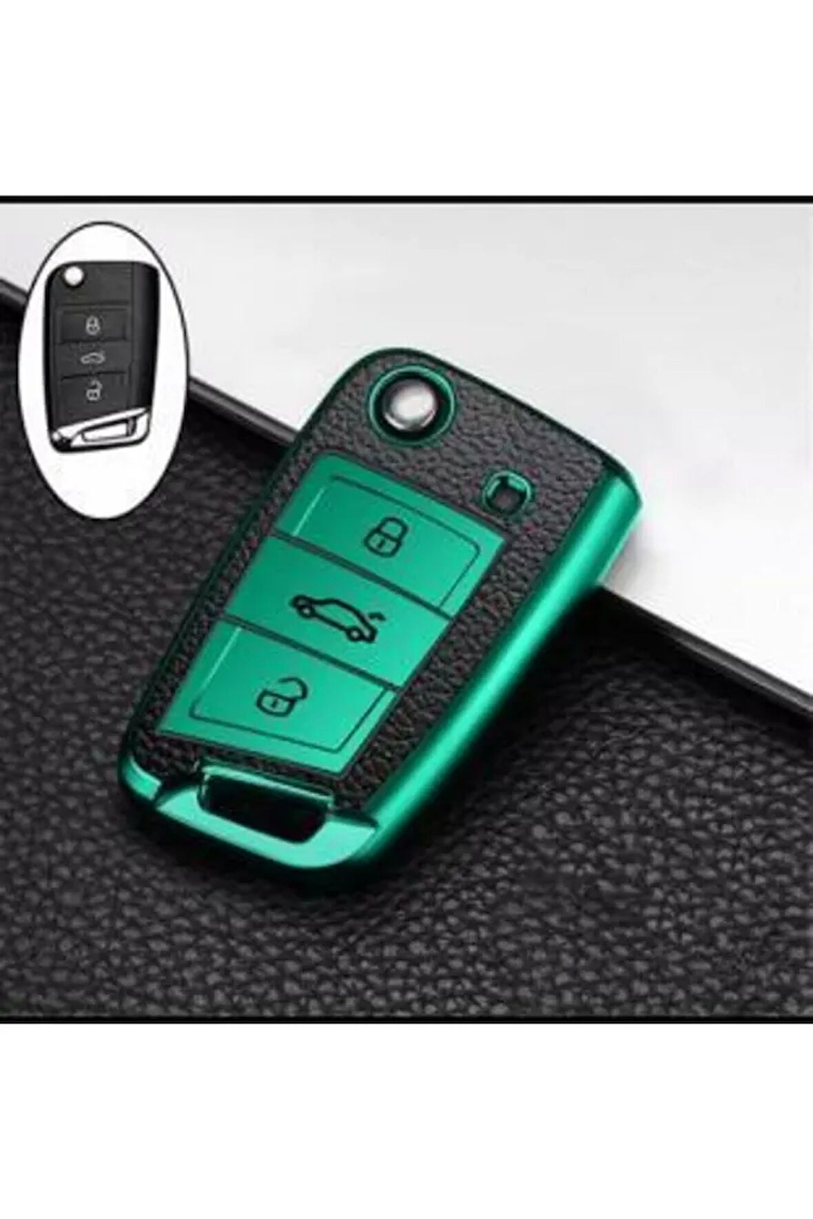 Octavia Ibiza Ateca Leon 2013 Toledo Golf 7 Uyumlu Lüks Anahtar Koruma Kabı Yeşil Renk