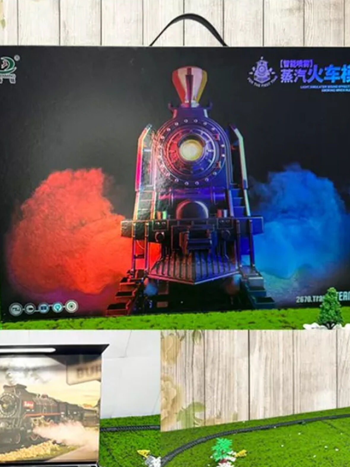 Tren 151 cm Çantalı Elektrikli yüksek hızlı tren demiryolu simülasyon sesi  buharlı oyuncak eğitici