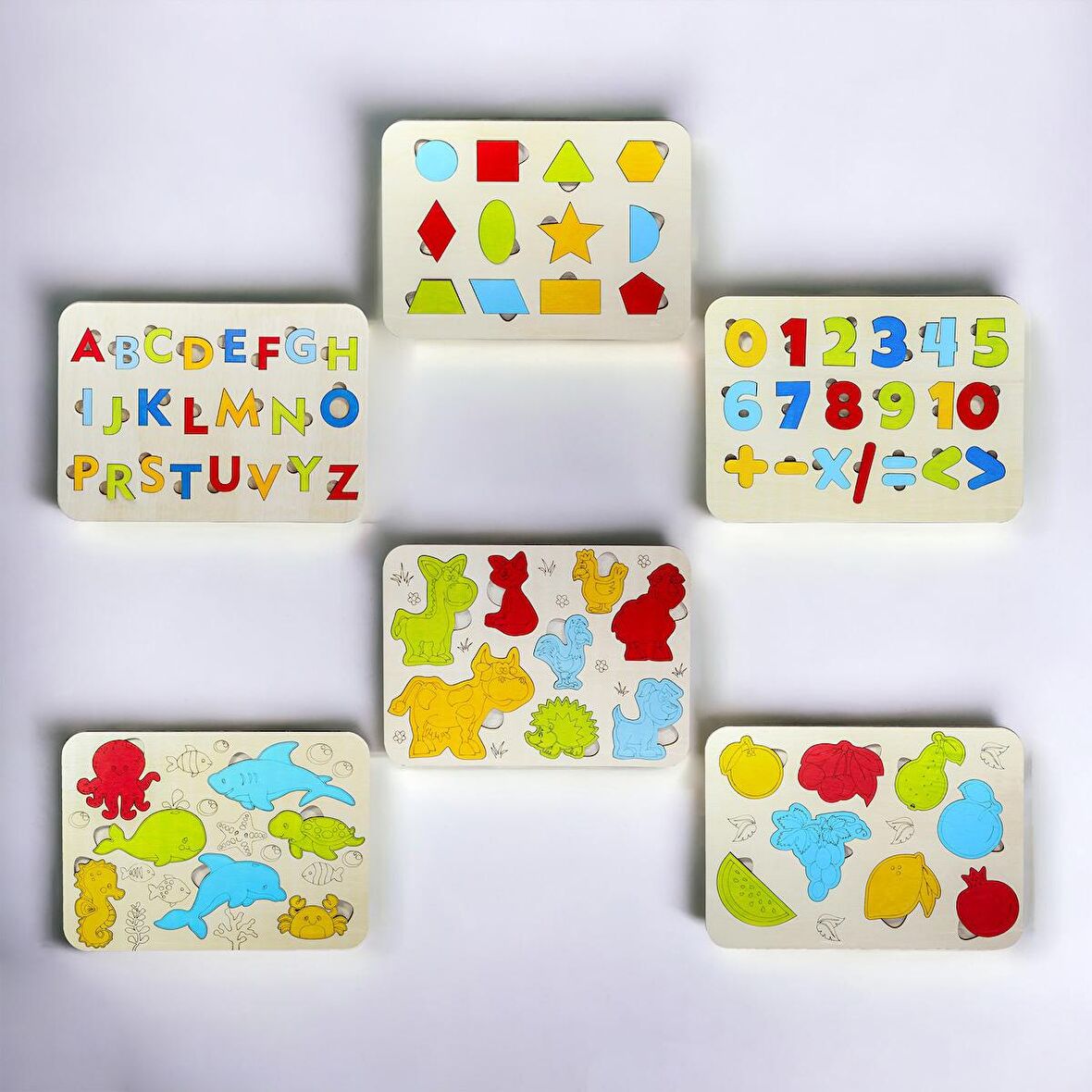 Ahşap 6’lı Eğitici Öğretici Set Yapboz Puzzle Bultak Çocuk Oyuncağı, Çocuk Puzzle Oyunu