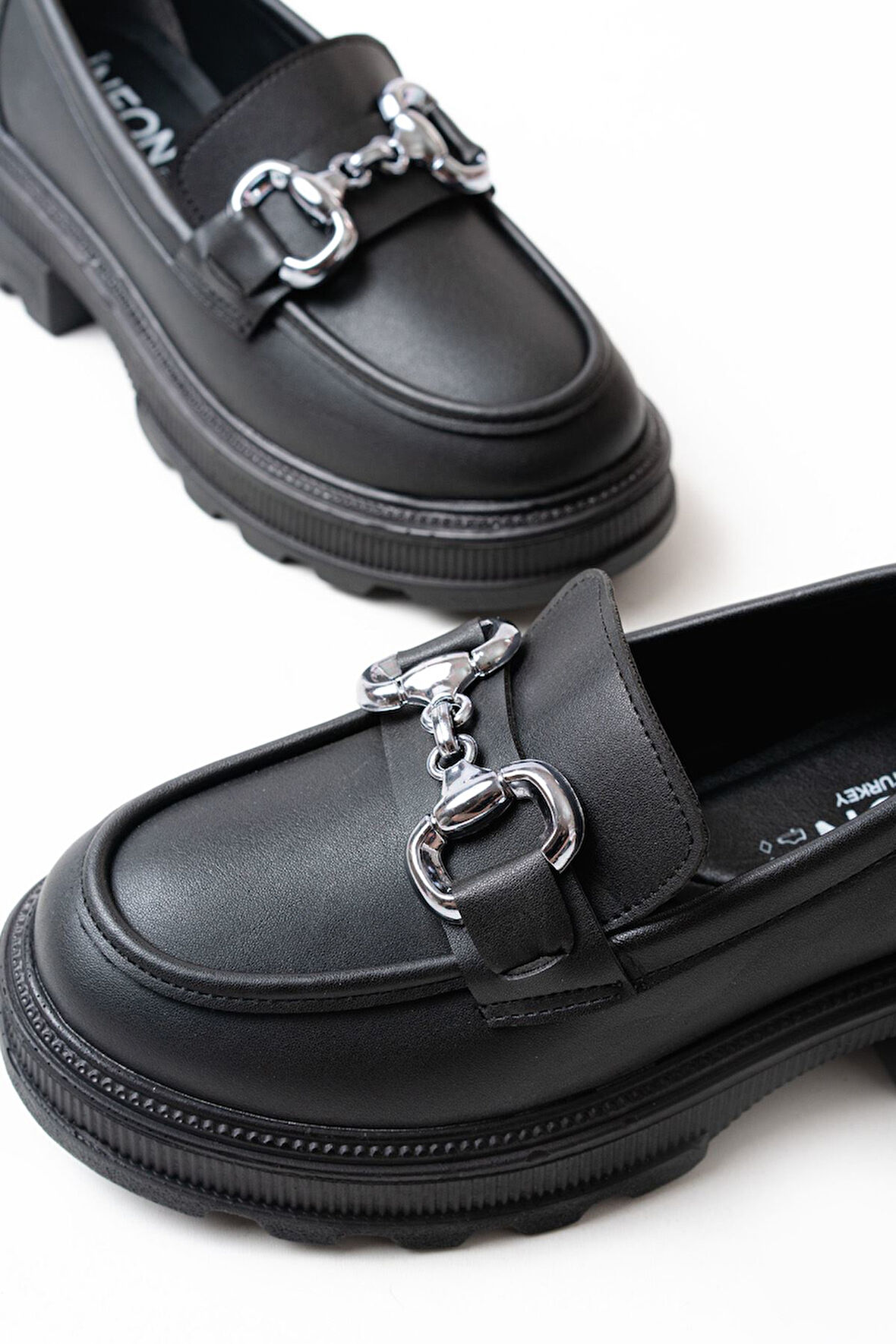 ASFSTORE 745-773 Siyah Günlük Yüksek Tabanlı Loafer Ayakkabı