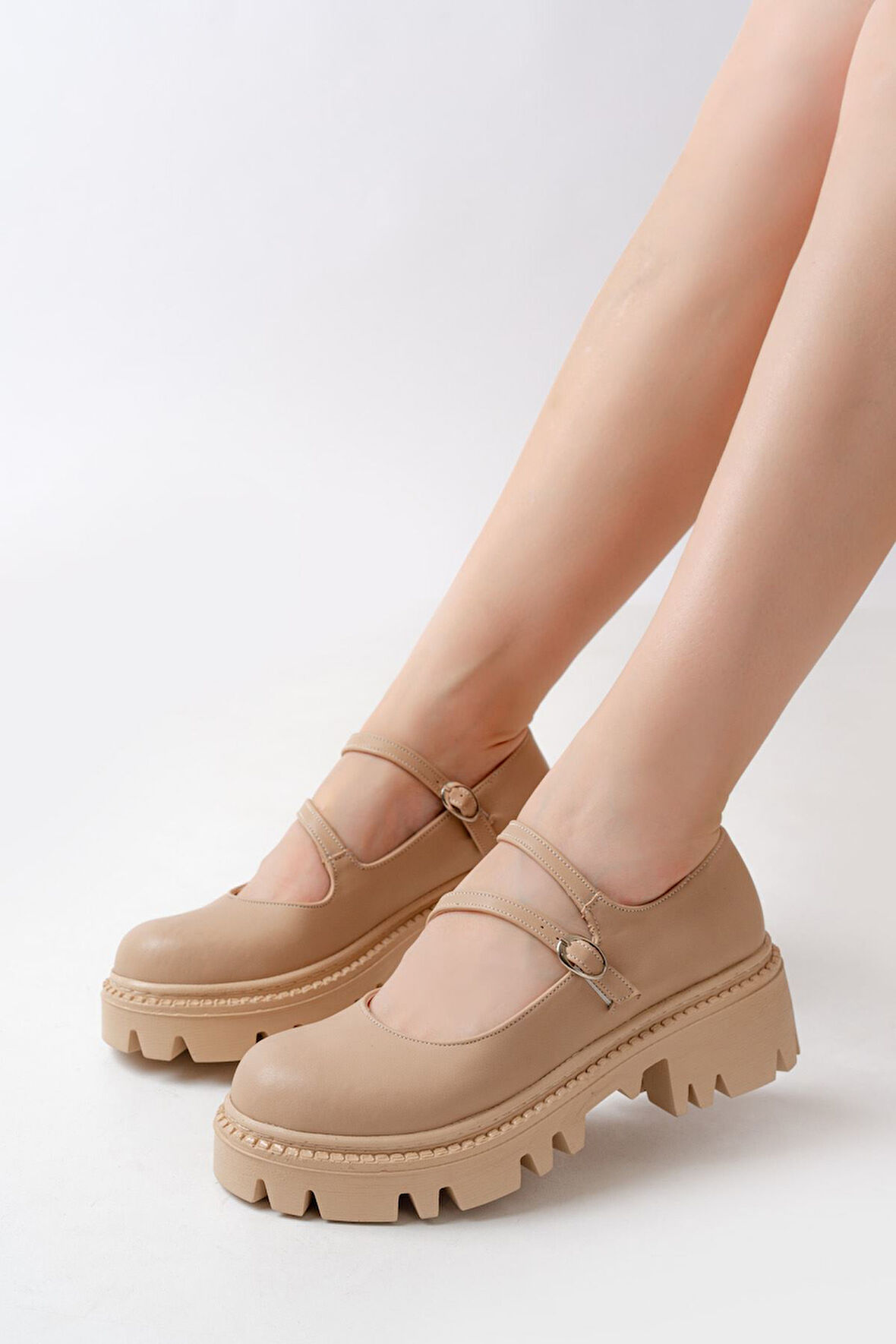 ASFSTORE 868-756 Nut Günlük Yüksek Tabanlı Loafer Ayakkabı