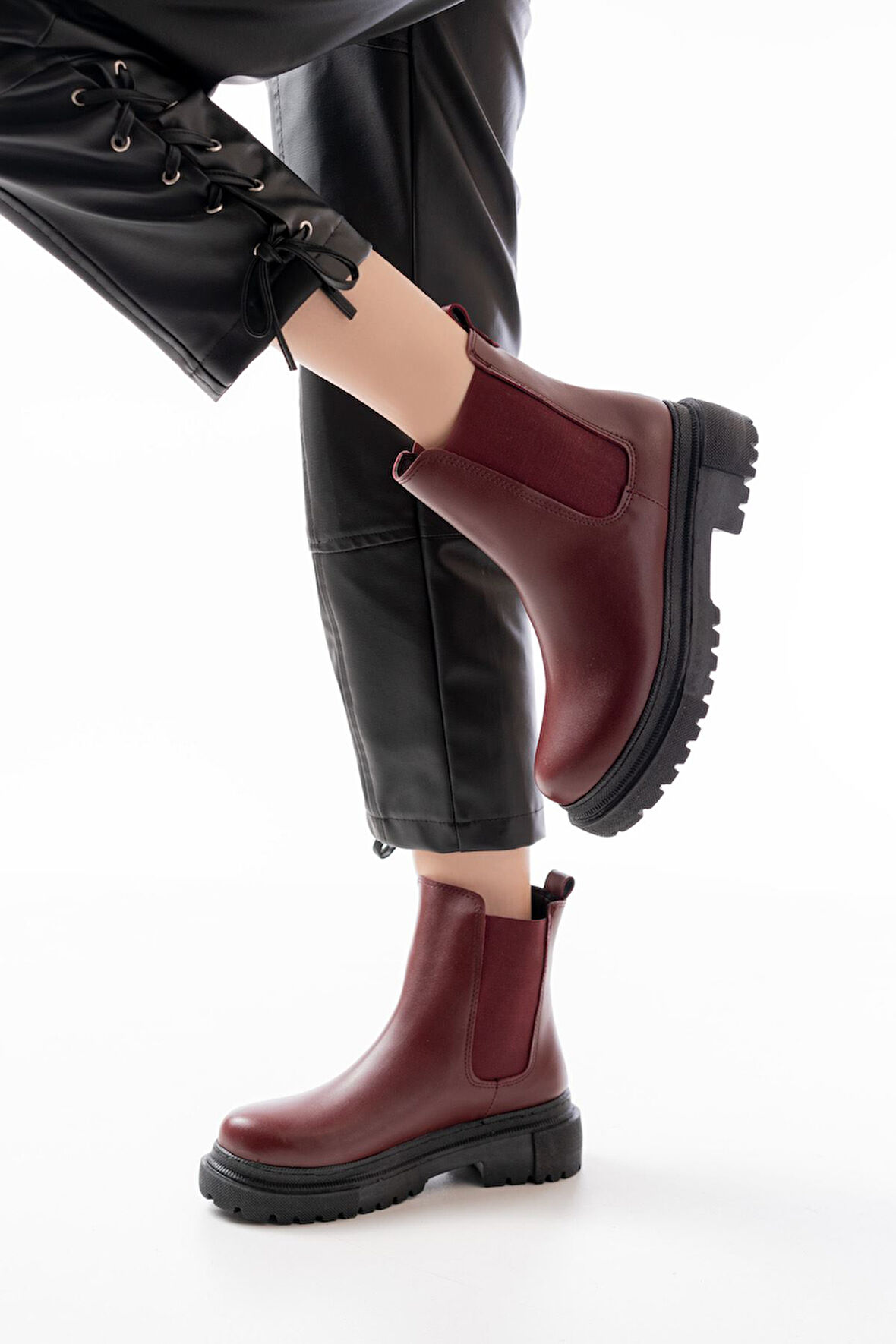 ASFSTORE 812-2137 Bordo Lastikli Günlük Kadın Bot