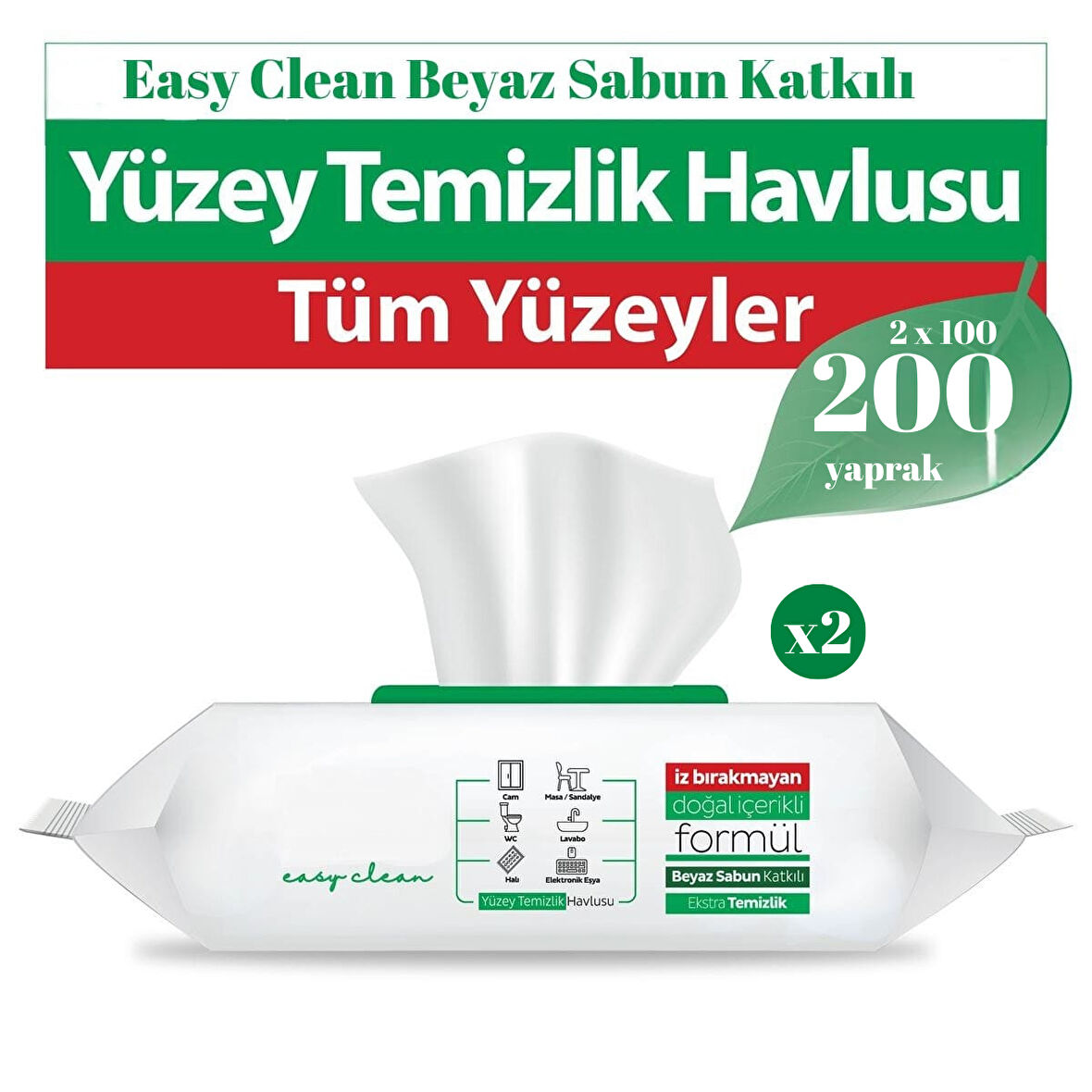 Easy Clean Yüzey Temizlik Havlusu 100 Yaprak X 2 Adet