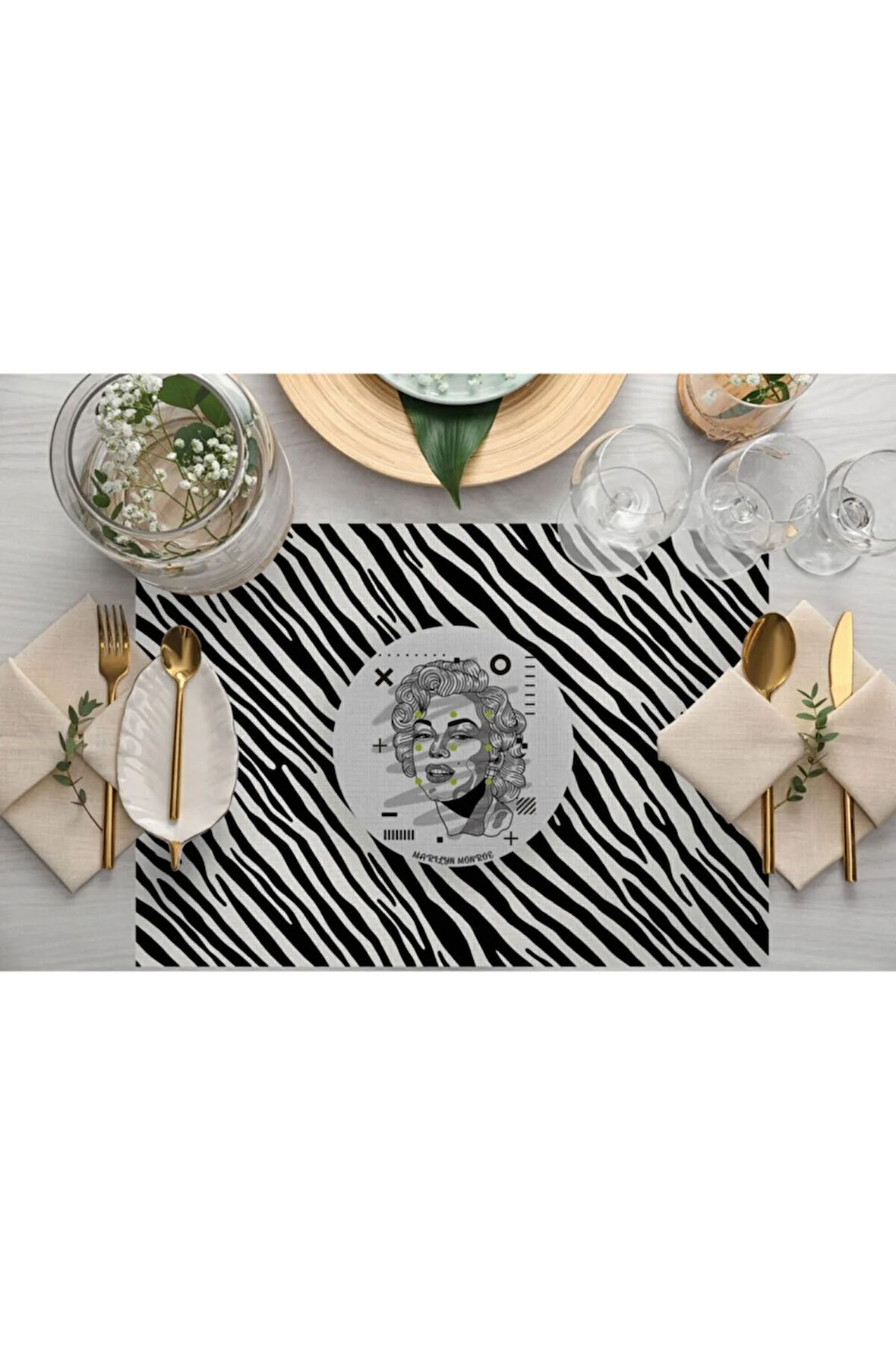 Iconic People Kumaş Amerikan Servis 4'lü Set 35x50cm Keten Kumaş Ulusl.yıkama Ve Solmama Sertifikası