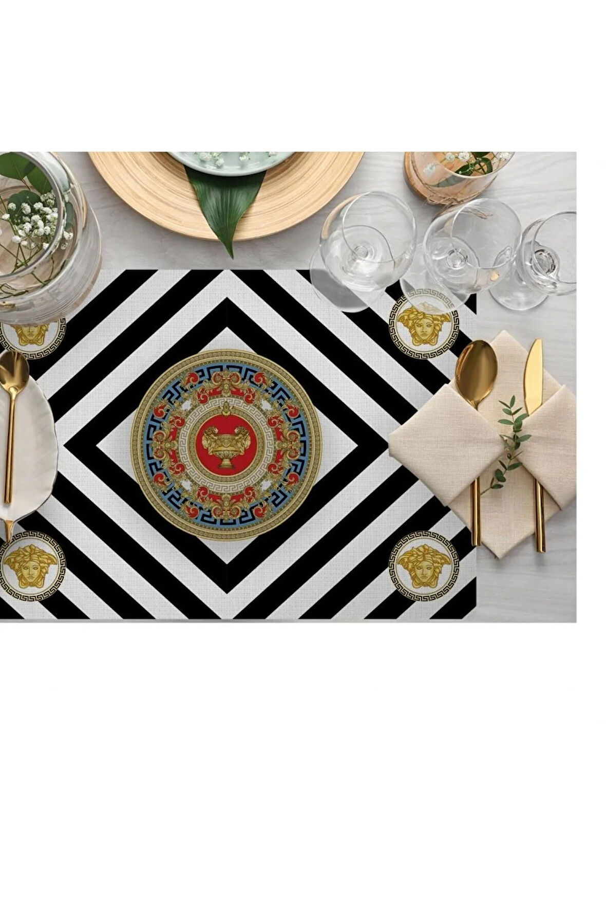 Figüratif Desen Kumaş Amerikan Servis 4'lü Set 35x50cm (keten, Ulusl. Yıkama Ve Solmama Sertifikası)