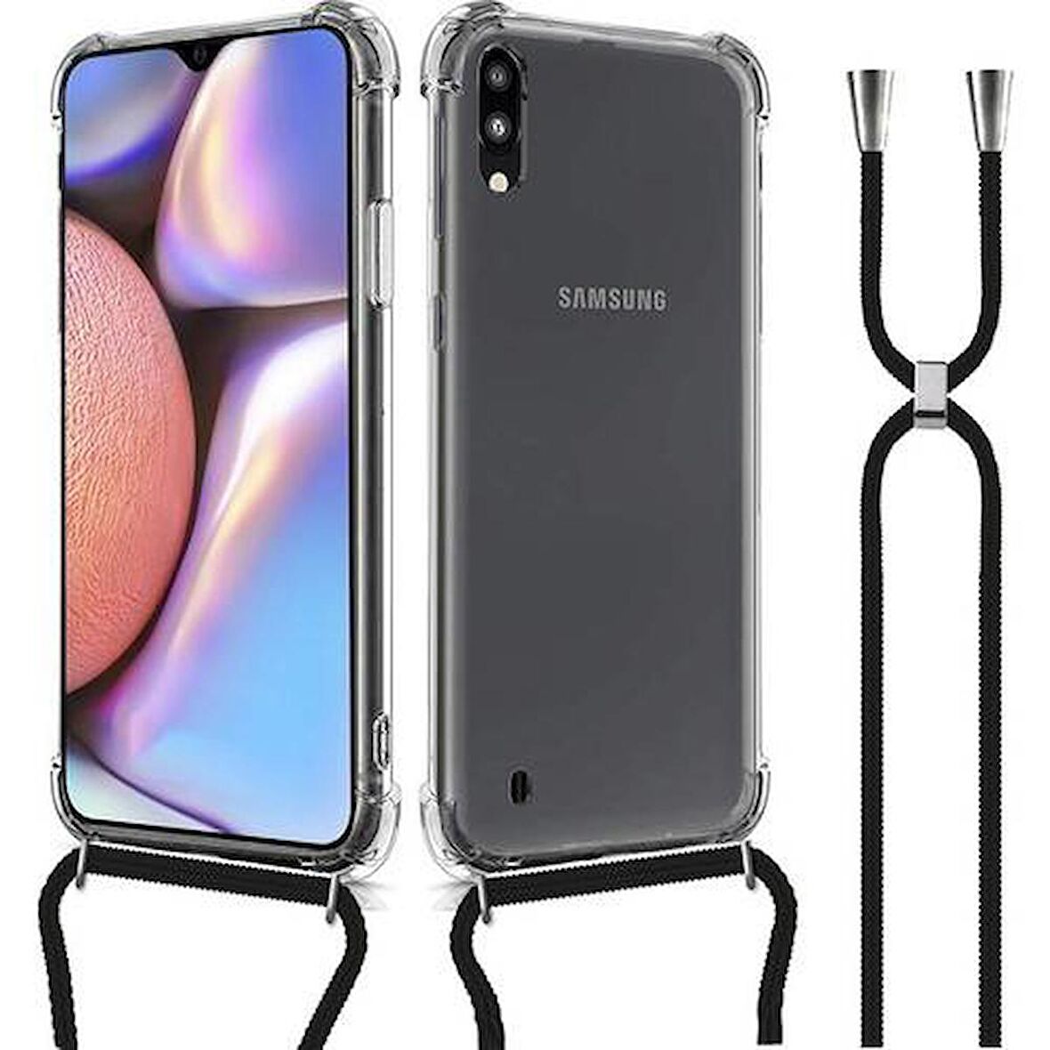 Samsung Galaxy A10S Askılı İpli Şeffaf Tank Kılıf