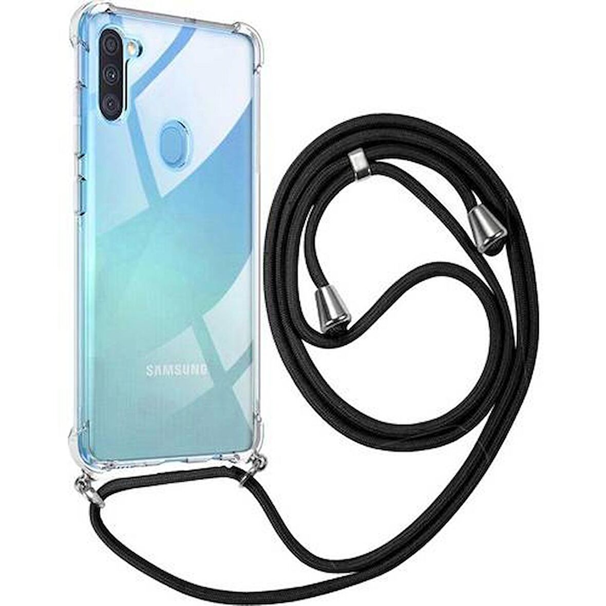 Samsung Galaxy M11 Askılı İpli Şeffaf Tank Kılıf