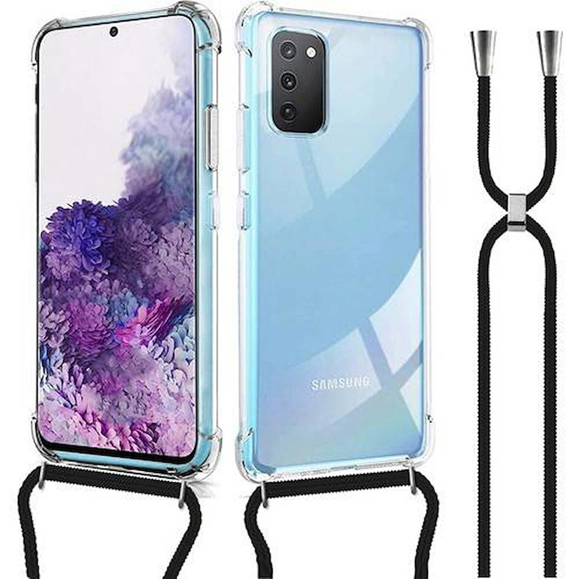 Samsung Galaxy S20 Askılı İpli Şeffaf Tank Kılıf