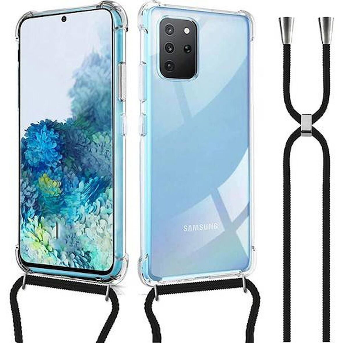Samsung Galaxy S20 Plus Askılı İpli Şeffaf Tank Kılıf