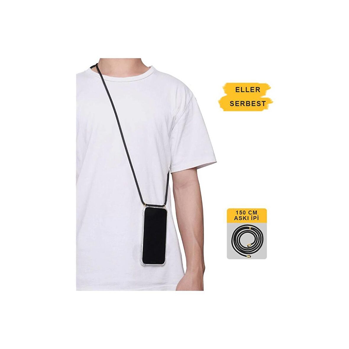 Samsung Galaxy S20 Ultra Askılı İpli Şeffaf Tank Kılıf