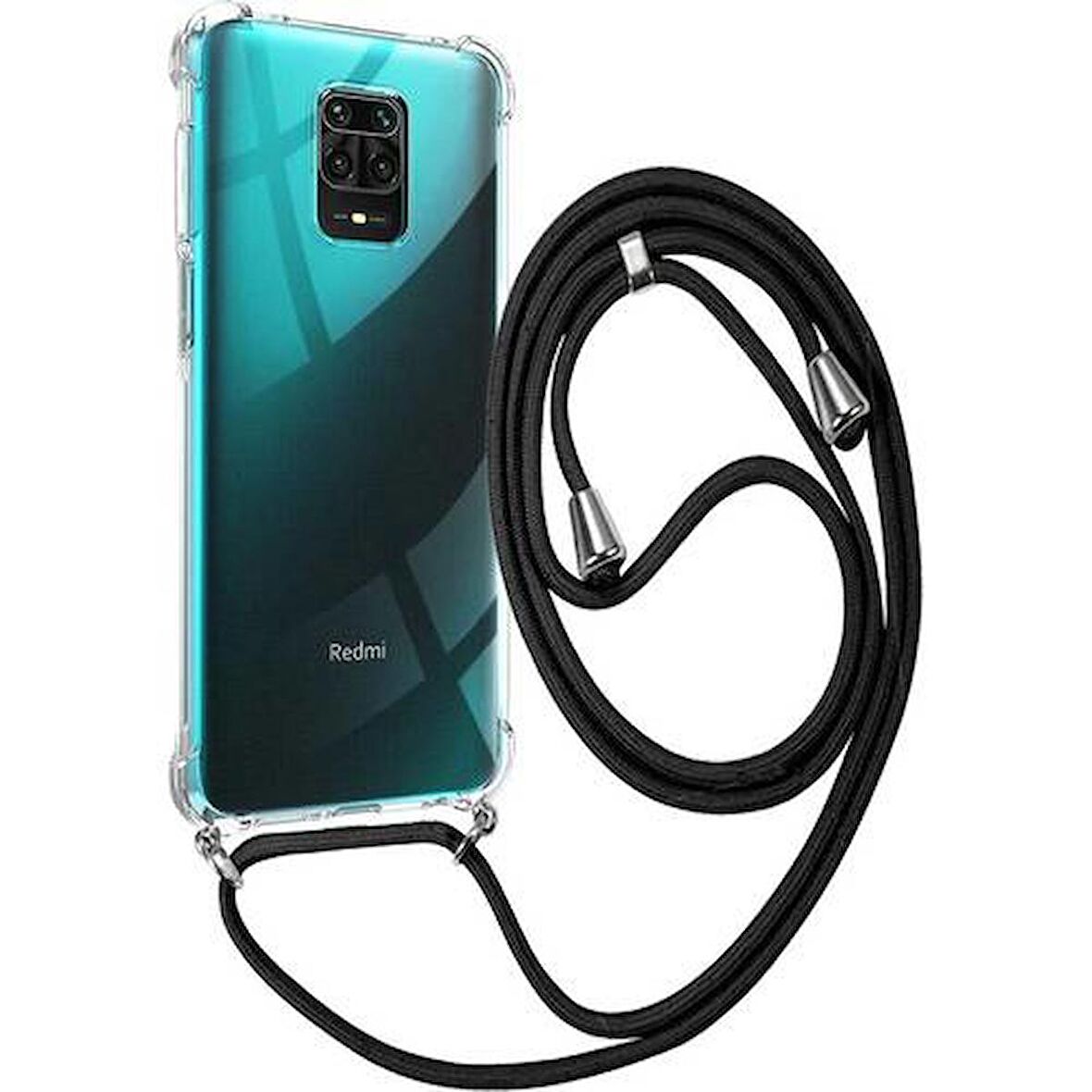 Xiaomi RedMi Note 9S Askılı İpli Şeffaf Tank Kılıf