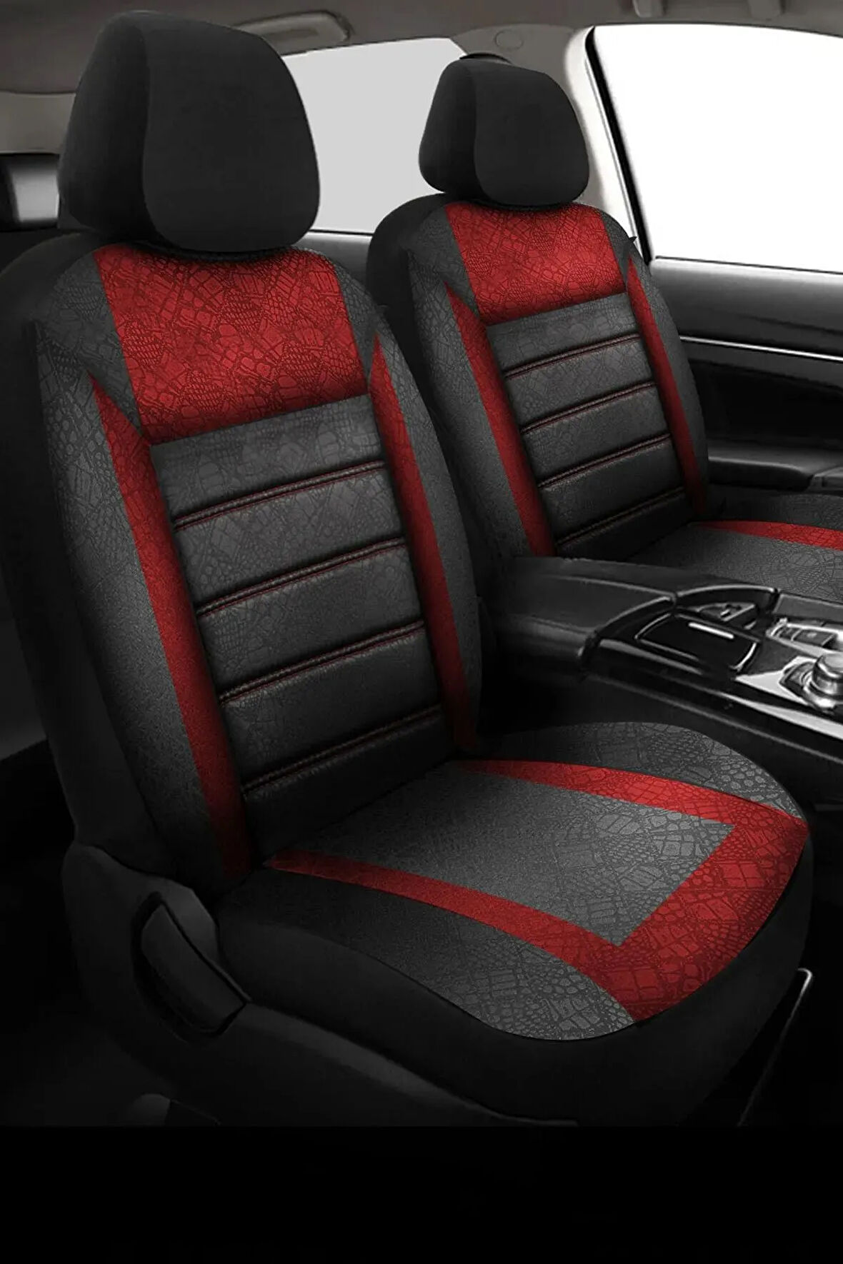 Ford Tourneo UYUMLU TAM SET Gofya KIRMIZIOto Koltuk Kılıfı - Ön Arka Tam Set