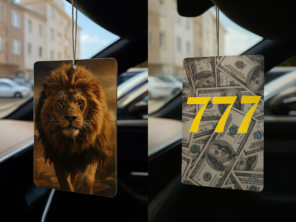 Aslan ve Dolar Manifest 777 - İkili Oto Kokusu - Dekoratif Araç Kokusu ve Aksesuarı
