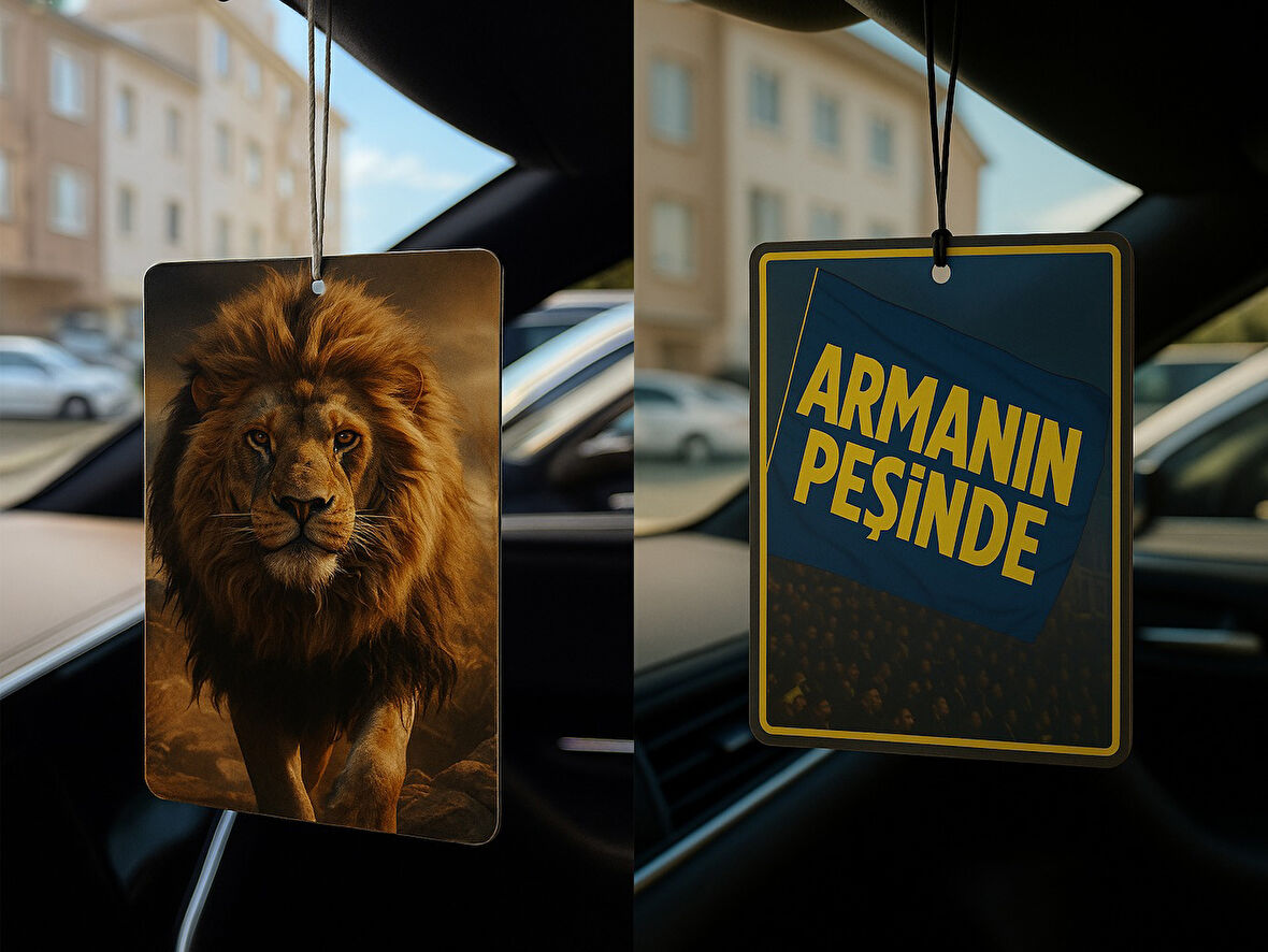 Aslan ve Sarı Lacivert Armanın Peşinde - İkili Oto Kokusu - Dekoratif Araç Kokusu ve Aksesuarı