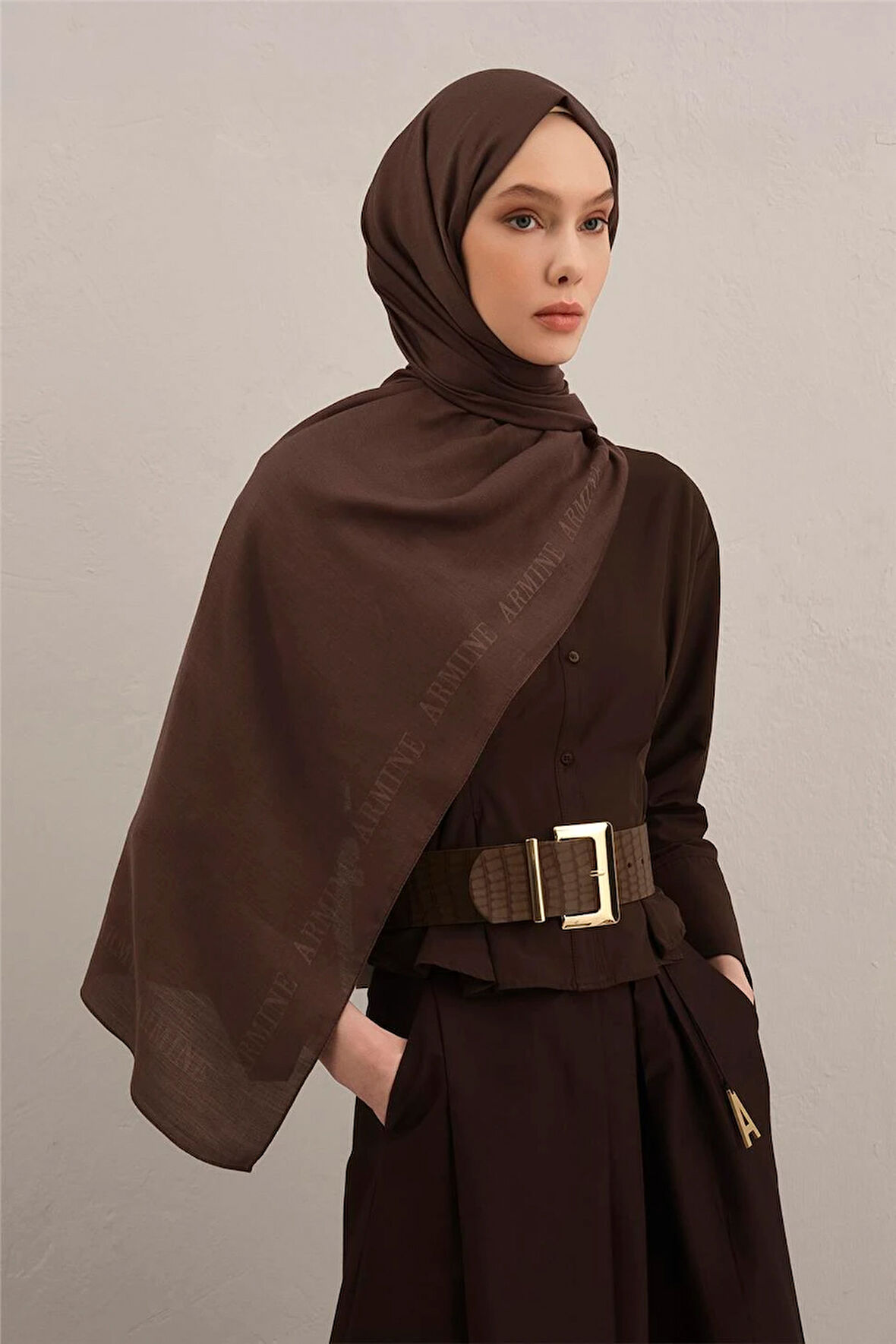 Logo Bordürlü Pamuk İpek Şal 1