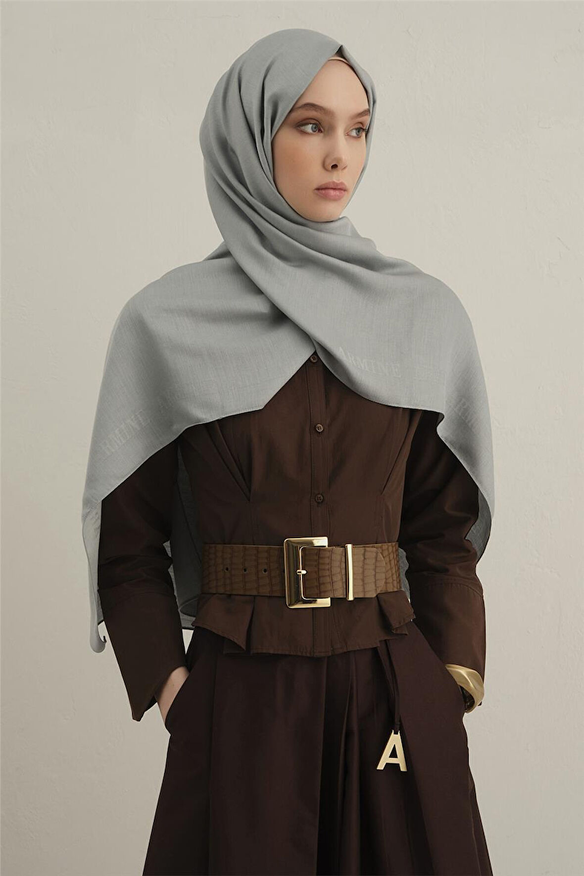 Logo Bordürlü Pamuk İpek Şal 1