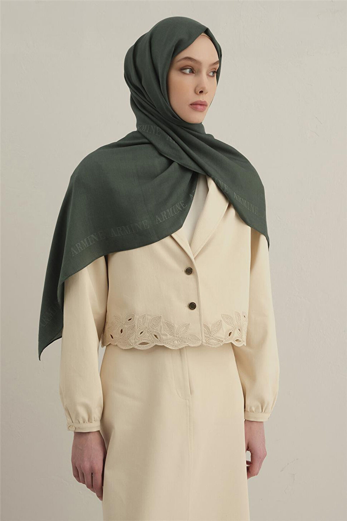 Logo Bordürlü Pamuk İpek Şal 1