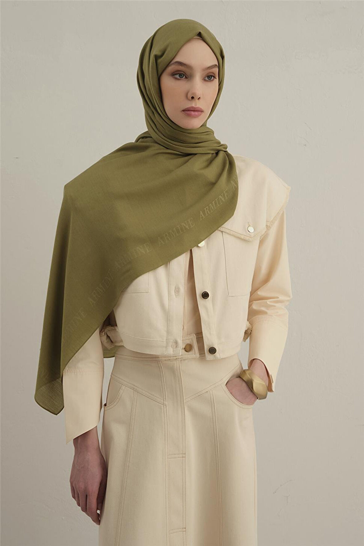 Logo Bordürlü Pamuk İpek Şal 1