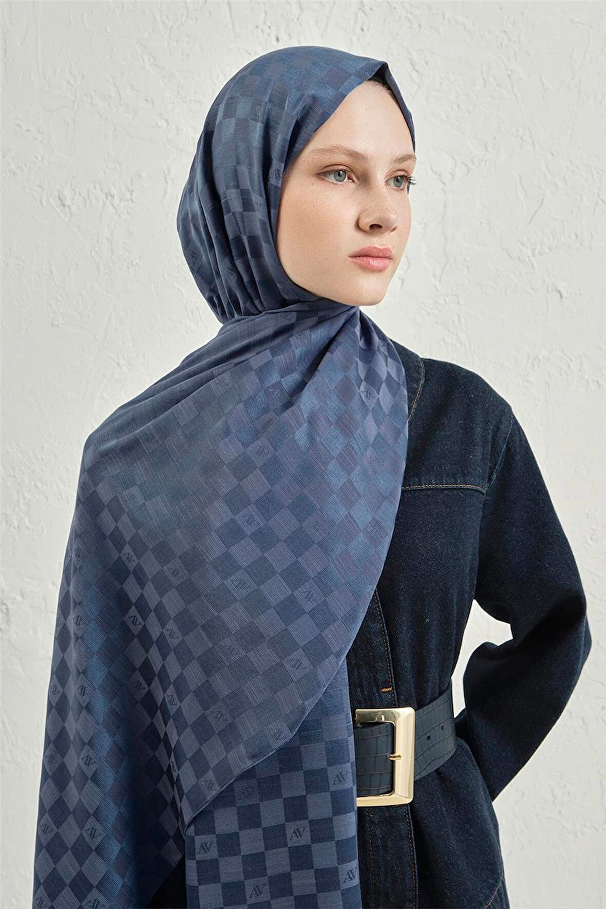 Elegance J.İpek Pamuk Dama Şal - 75 x 195