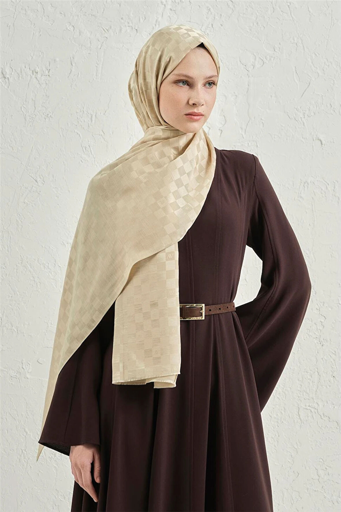 Elegance J.İpek Pamuk Dama Şal - 75 x 195