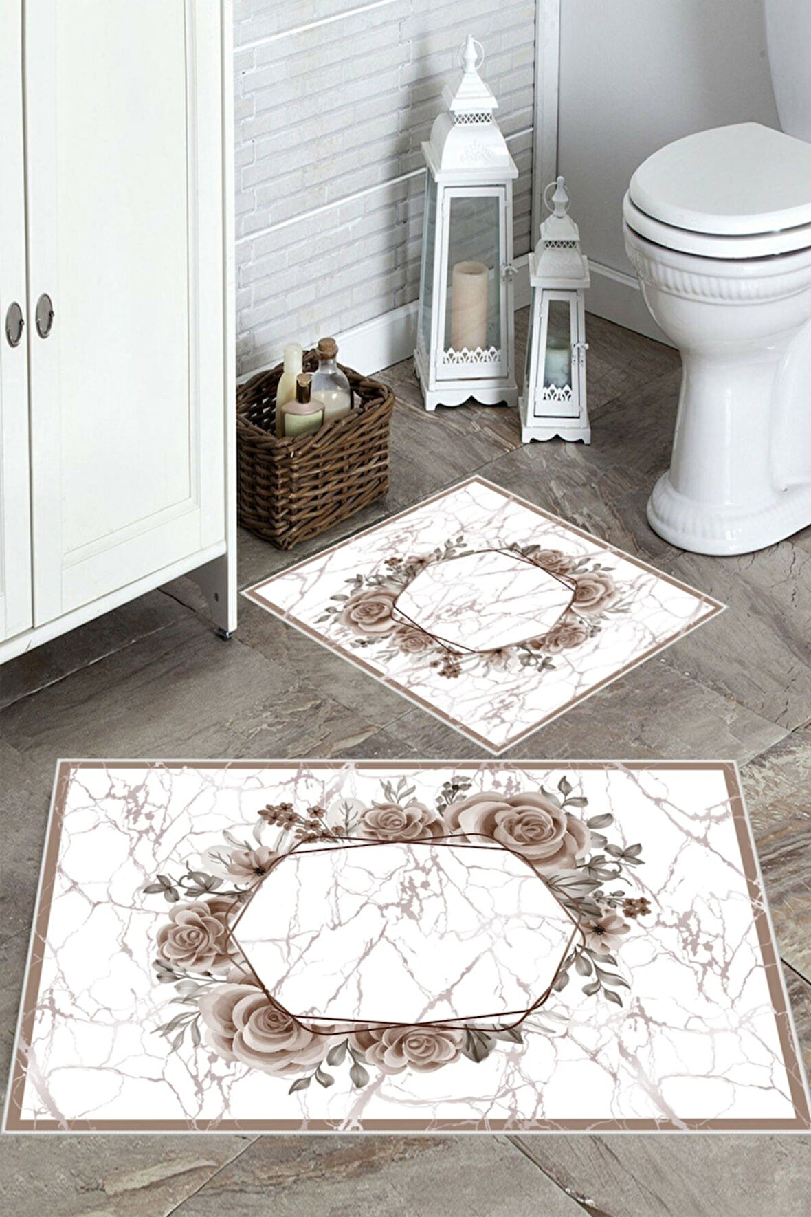 Multi  Kaymaz Taban Tasarım Banyo Paspas  MN-169