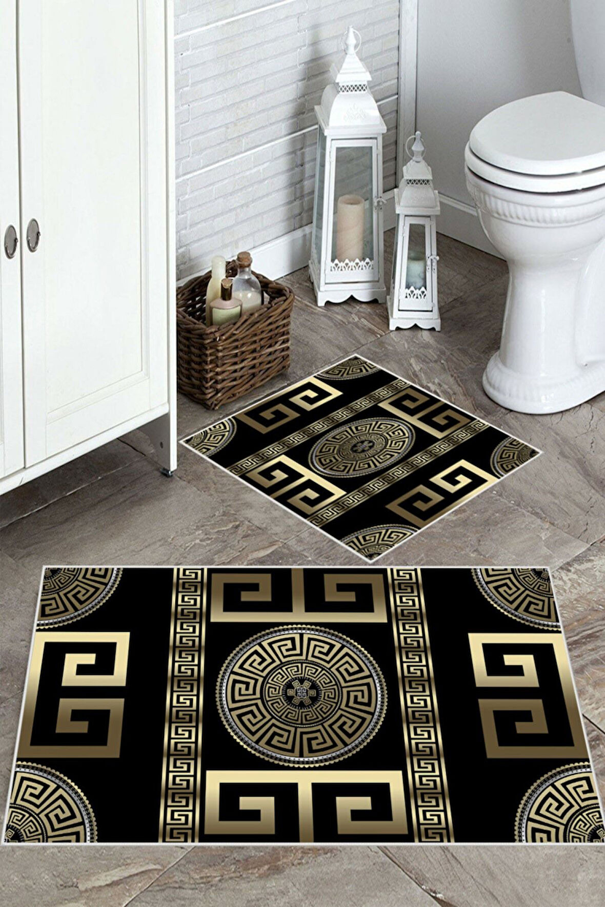 Siyah-Gold  Kaymaz Taban  Banyo Paspas  O-1349