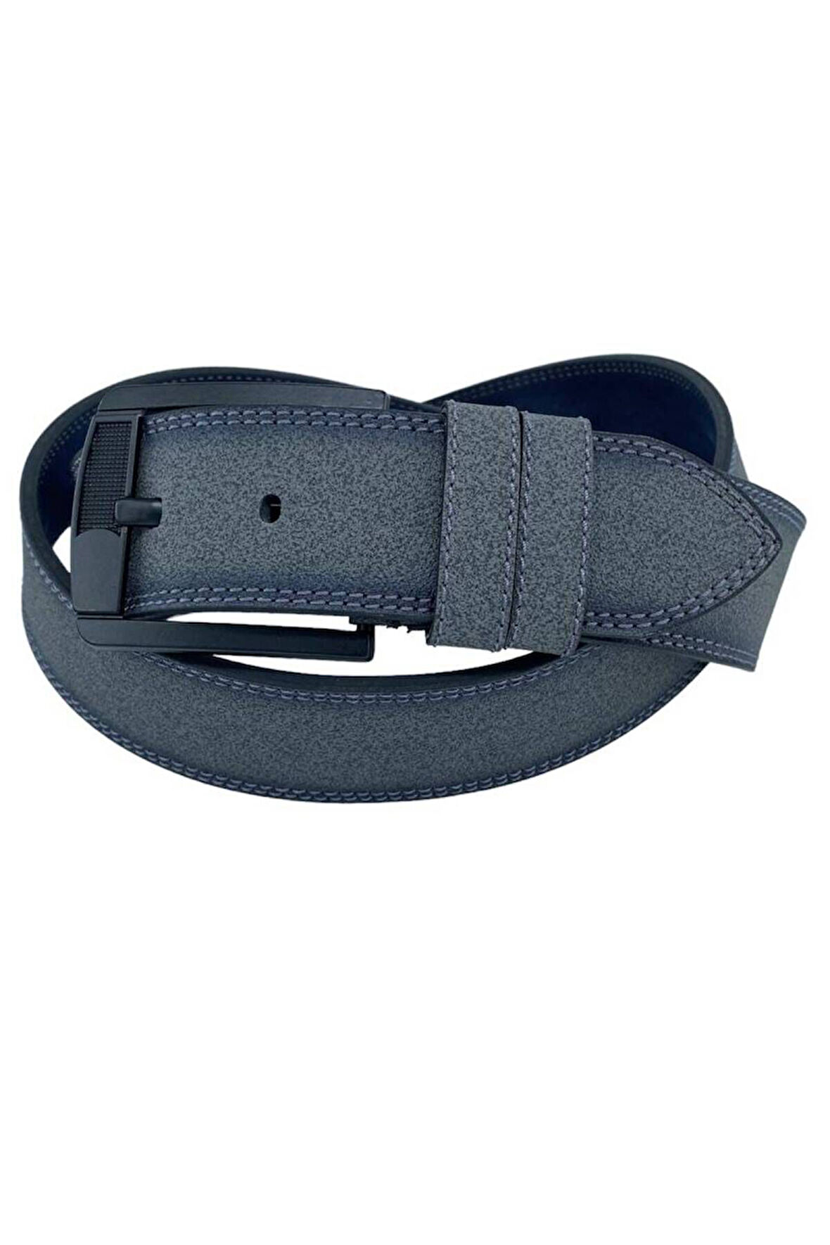 4.5 cm. Spor Suni Deri Çift Dikişli Model Erkek Kemer Gri