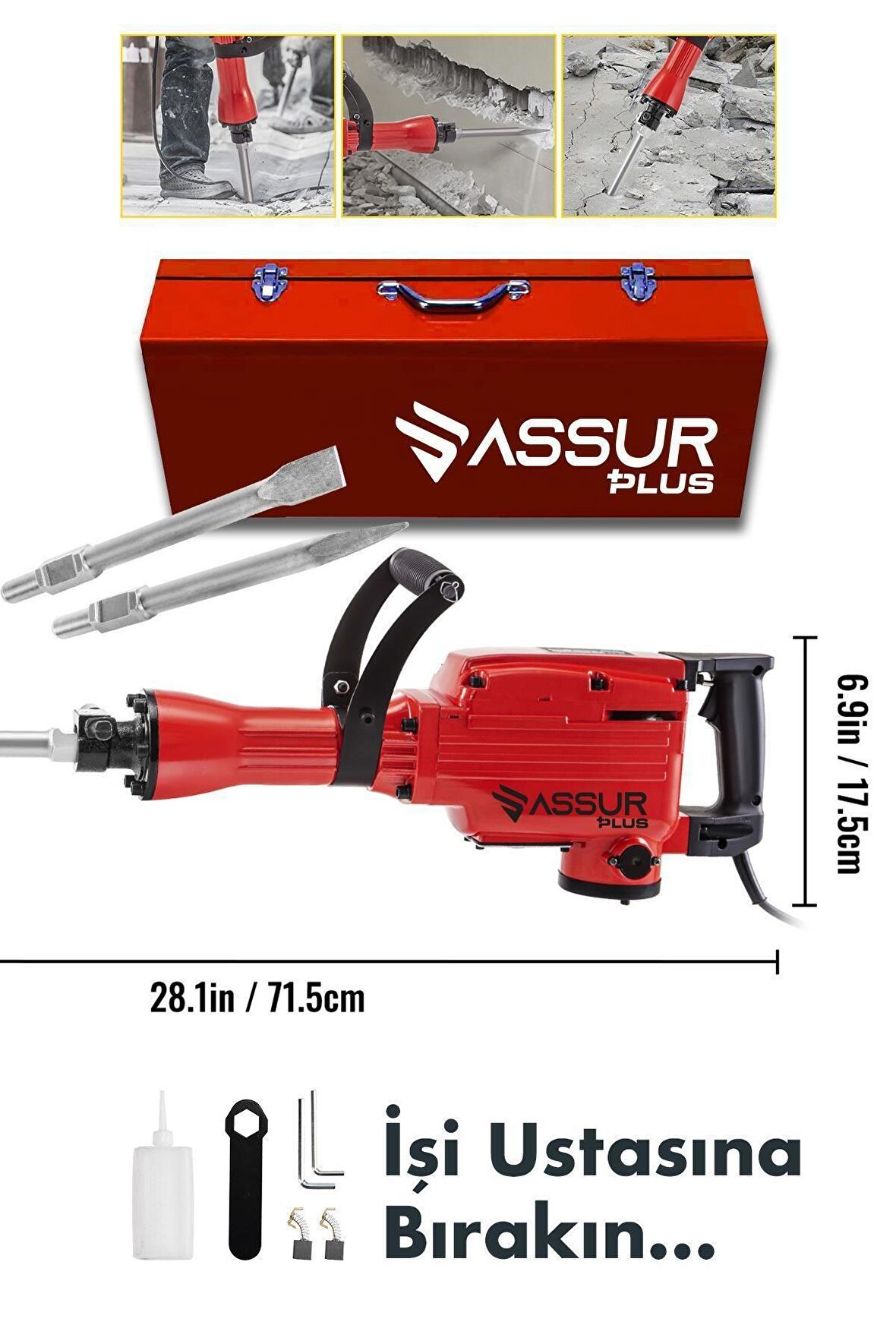 Büyük Tip Kırıcı Hilti Kavrama Kollu 16 Kg 3 Metre Kablolu KIRMIZI 65mm