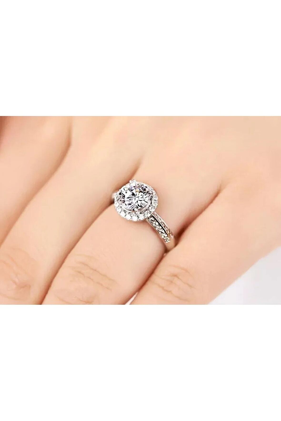 925 Ayar Gümüş Ayarlanabilir Zirkon Taşlı Tektaş Yüzük