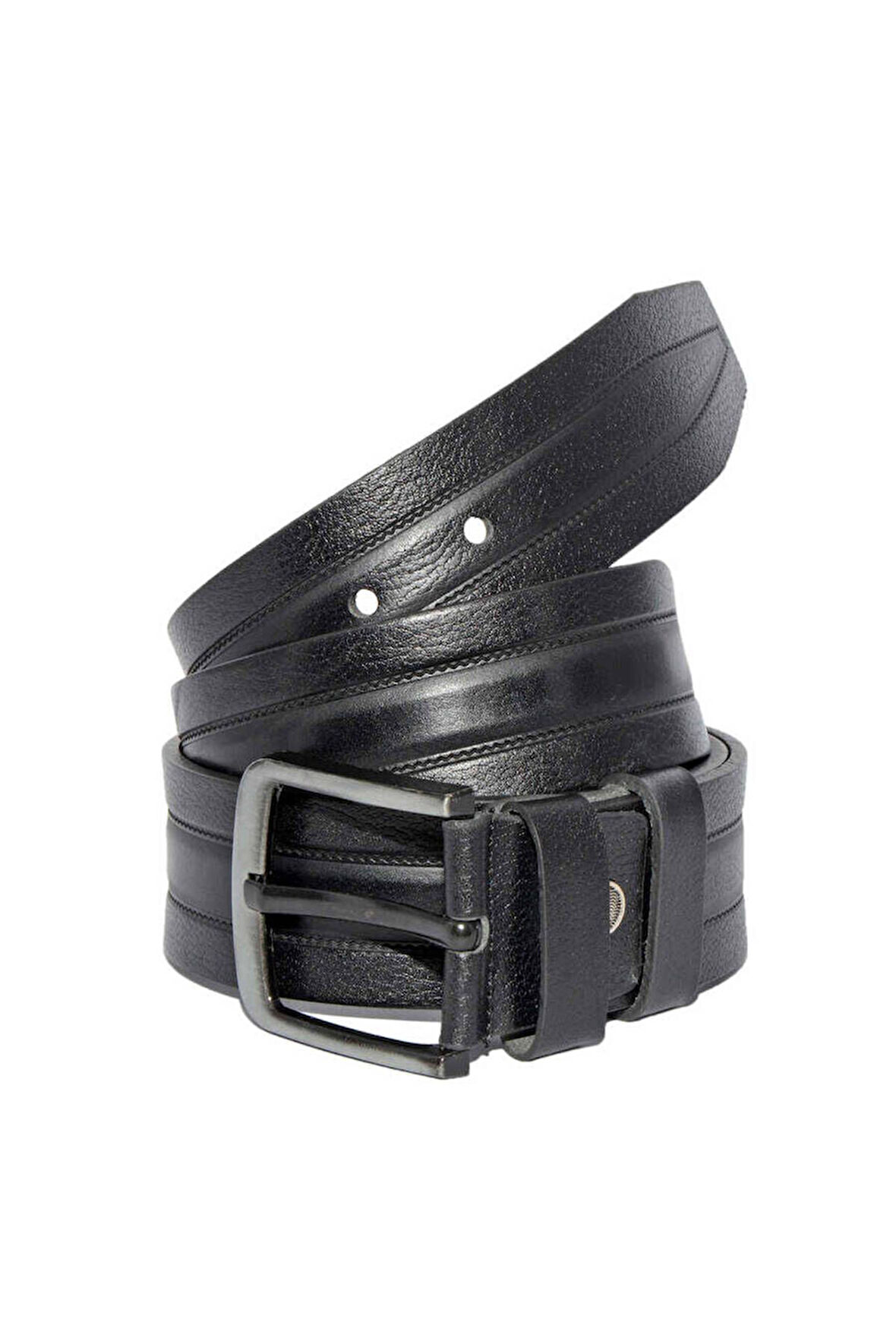 Siyah Hakiki Deri Desenli Model 4.5 Cm.lik Spor Kot Kemer - 500-61