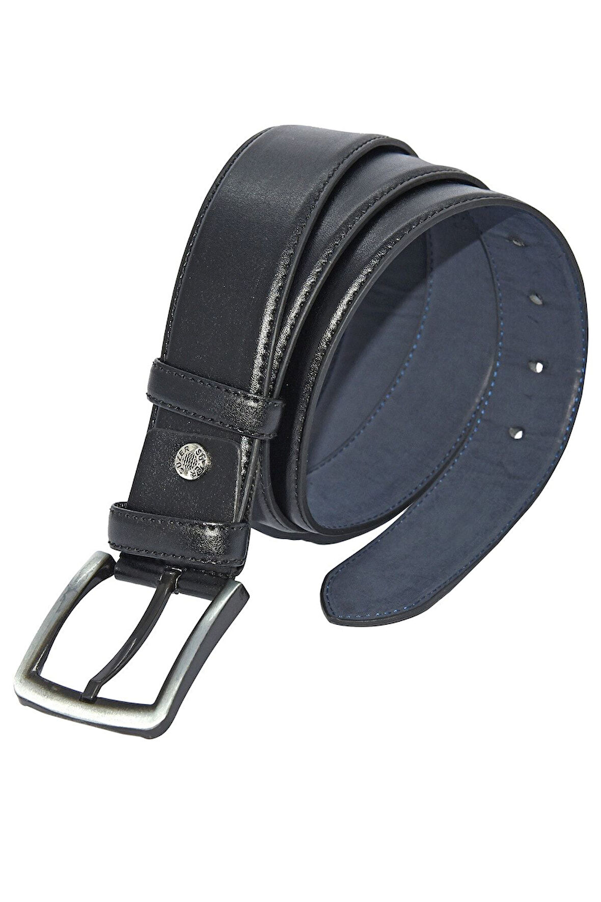 Siyah Suni Deri Dikişli Model 4 Cm.lik Klasik Kemer - 7400-düz