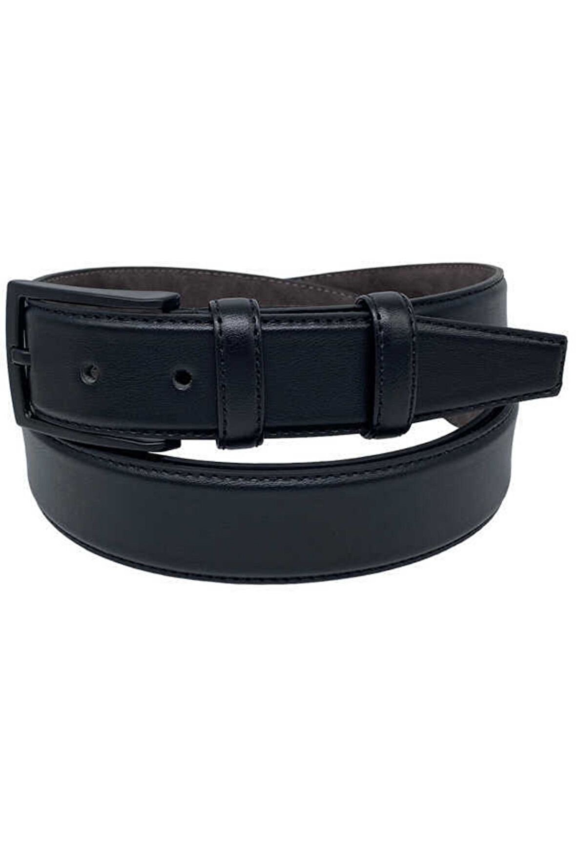 3.5 Cm. Klasik Suni Deri Düz Erkek Battal Kemer Siyah