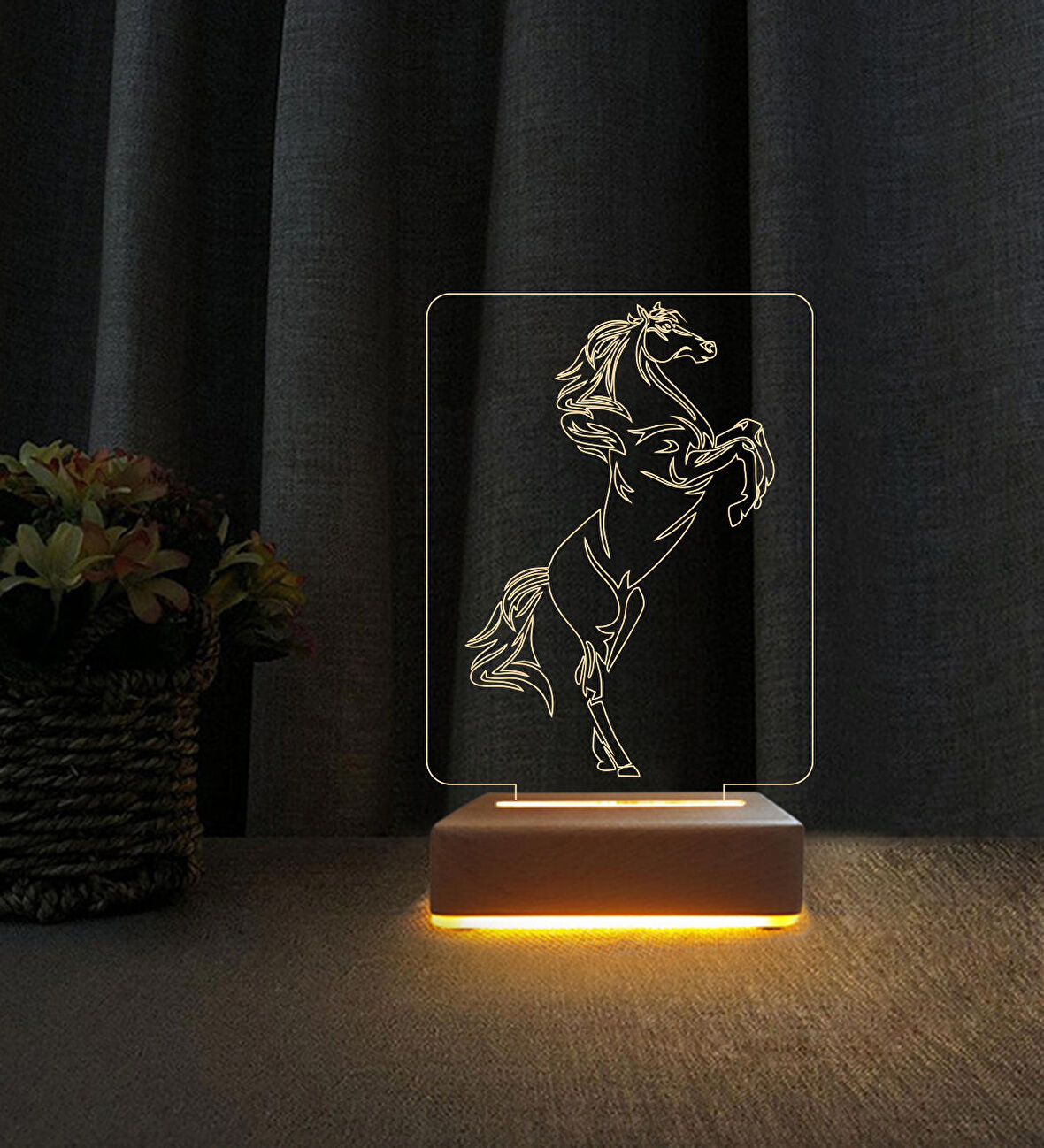 At Tasarımlı Lamba  3d Led Masa Lambası Doğum Günü  Hediyesi Lamba