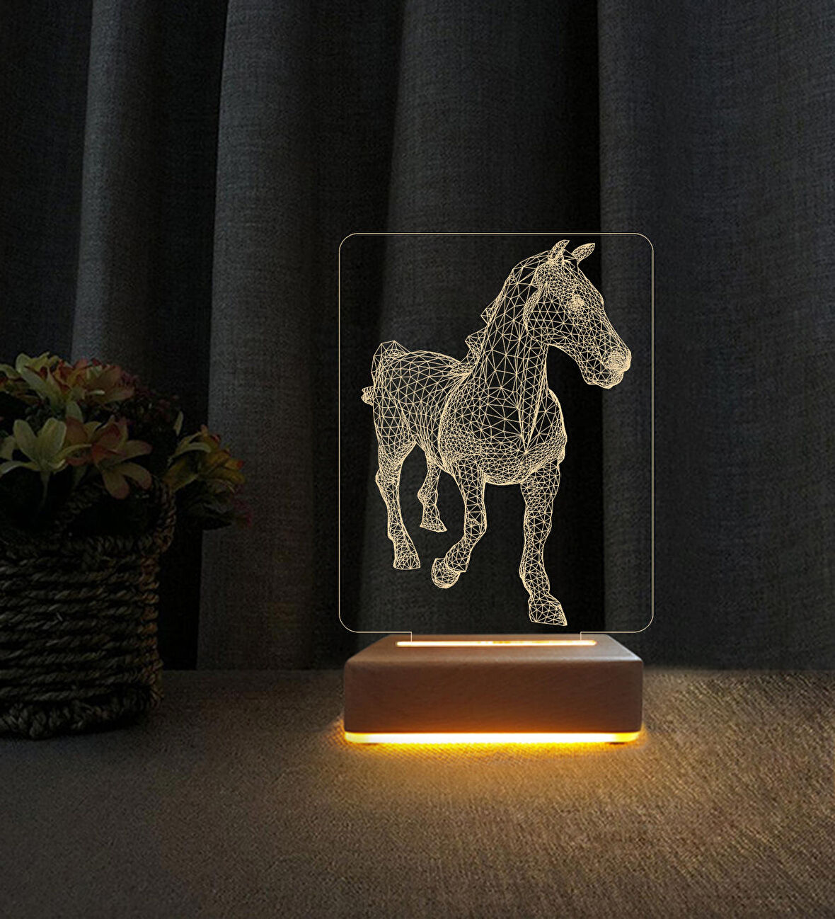 At Tasarımlı  Lamba  3d Led Masa Lambası Doğum Günü  Hediyesi Lamba