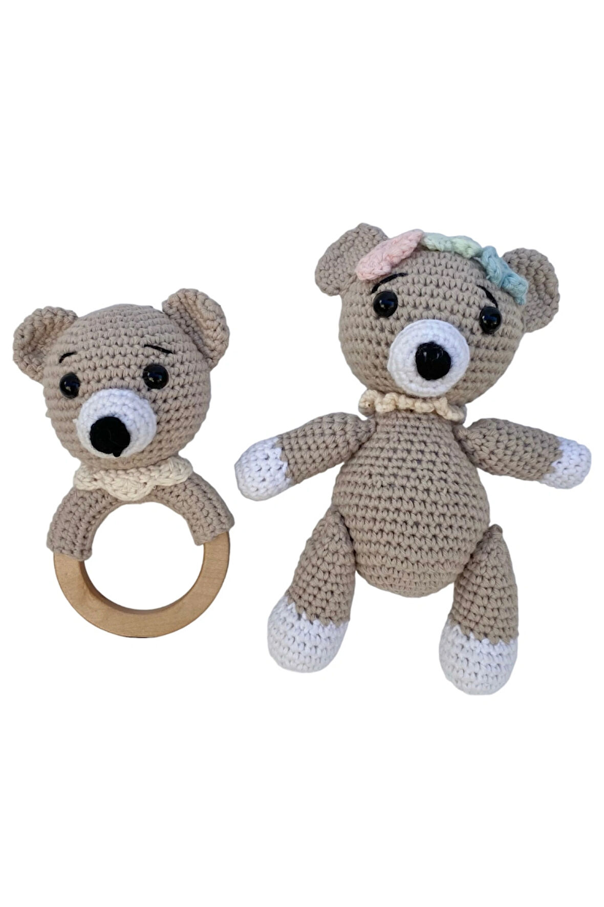 Amigurumi Ayıcık Uyku Arkadaşı Ve Diş Kaşıyıcı Seti