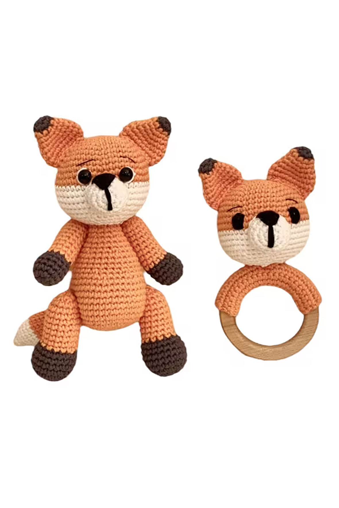 Amigurumi Tilki Uyku Arkadaşı Ve Diş Kaşıyıcı Seti