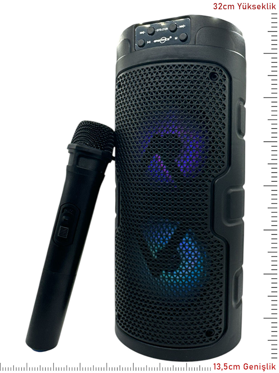 Karaoke Kablosuz Mikrofonlu Bluetooth Hoparlör Led Işıklı Taşınabilir Kablosuz Speaker