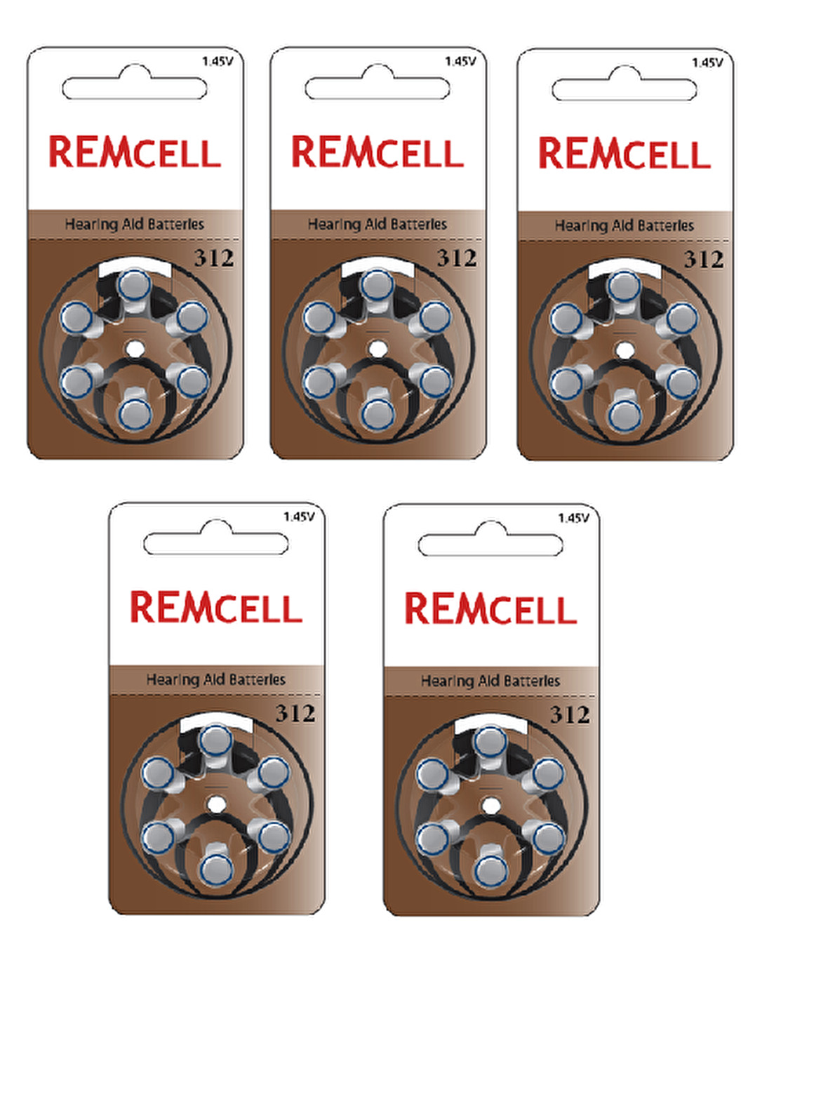 Remcell 312 Numara İşitme Cihaz Pili Kulaklık Pili 6'lı Blister-5 PAKET